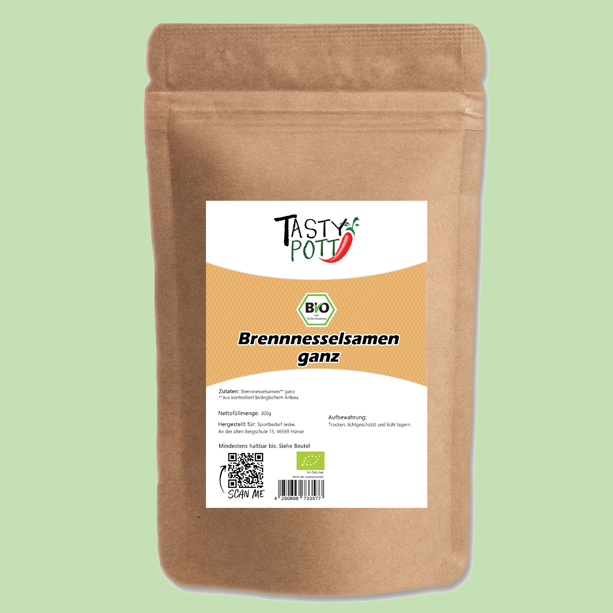 Bio Brennnesselsamen ganz - Bio Brennnessel - 300g Beutel von Tasty Pott