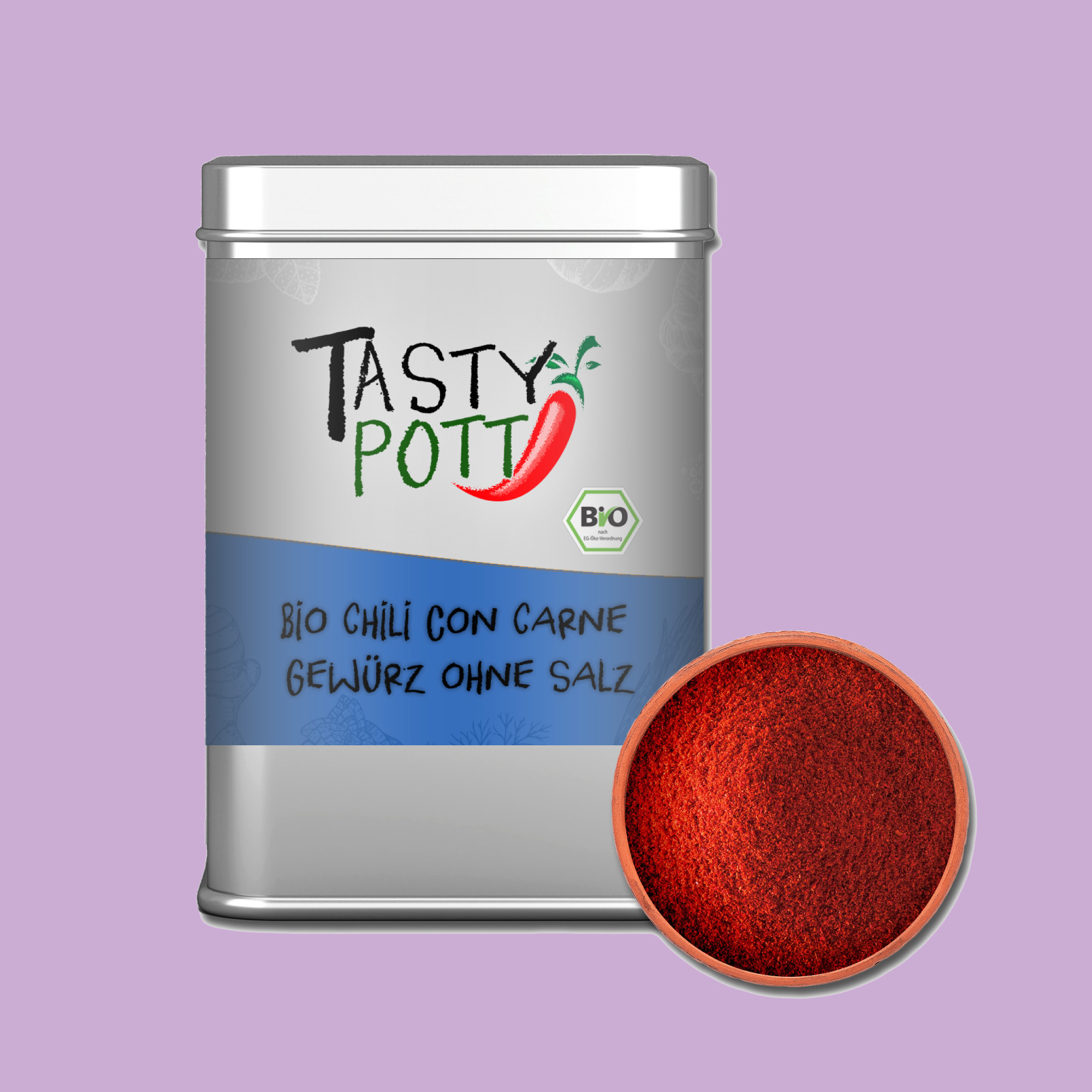 Bio Chili con Carne Gewürz - gemahlene Gewürzmischung - 100g Dose Tasty Pott