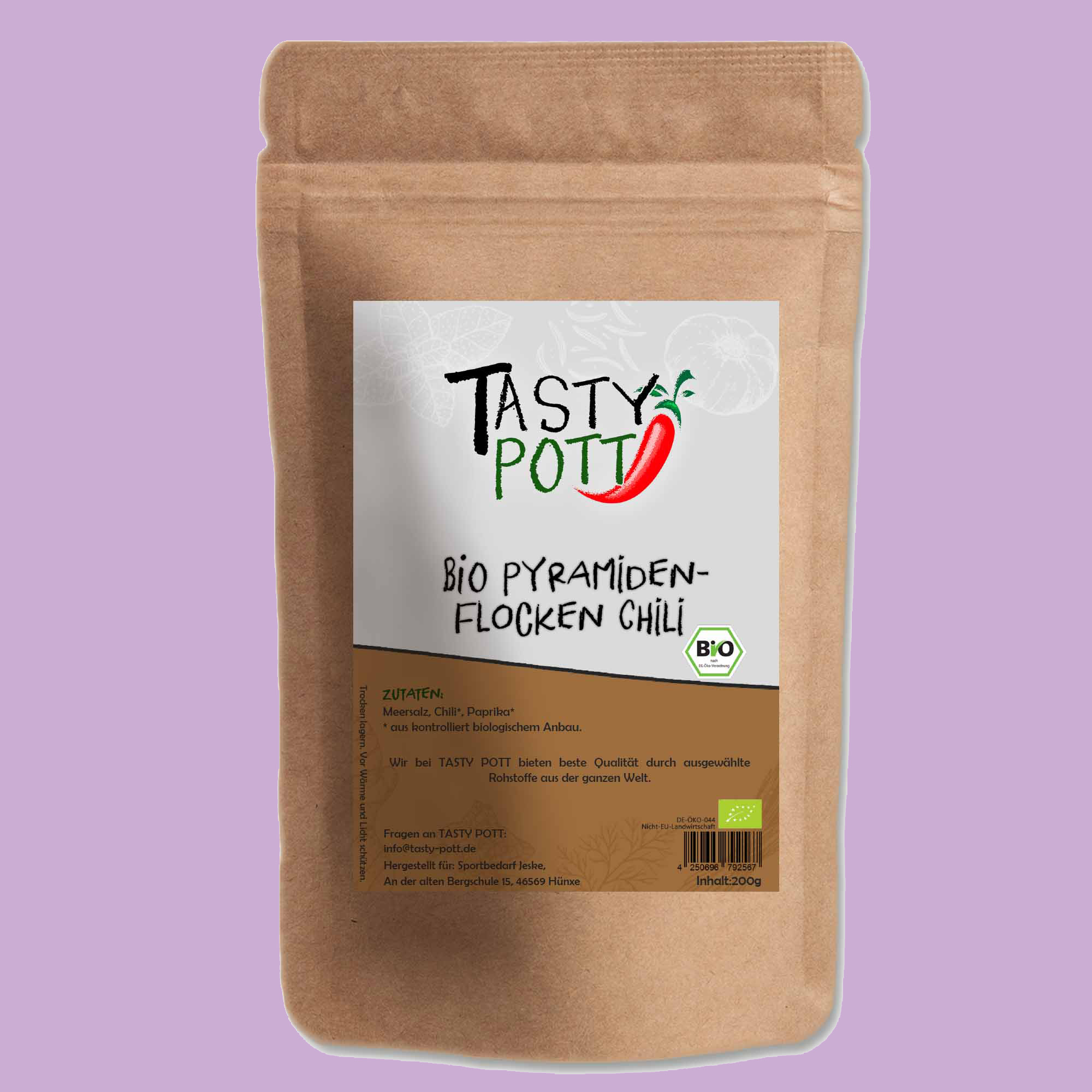 Bio Pyramidenflocken - Chili Salz - 200g Beutel von Tasty Pott