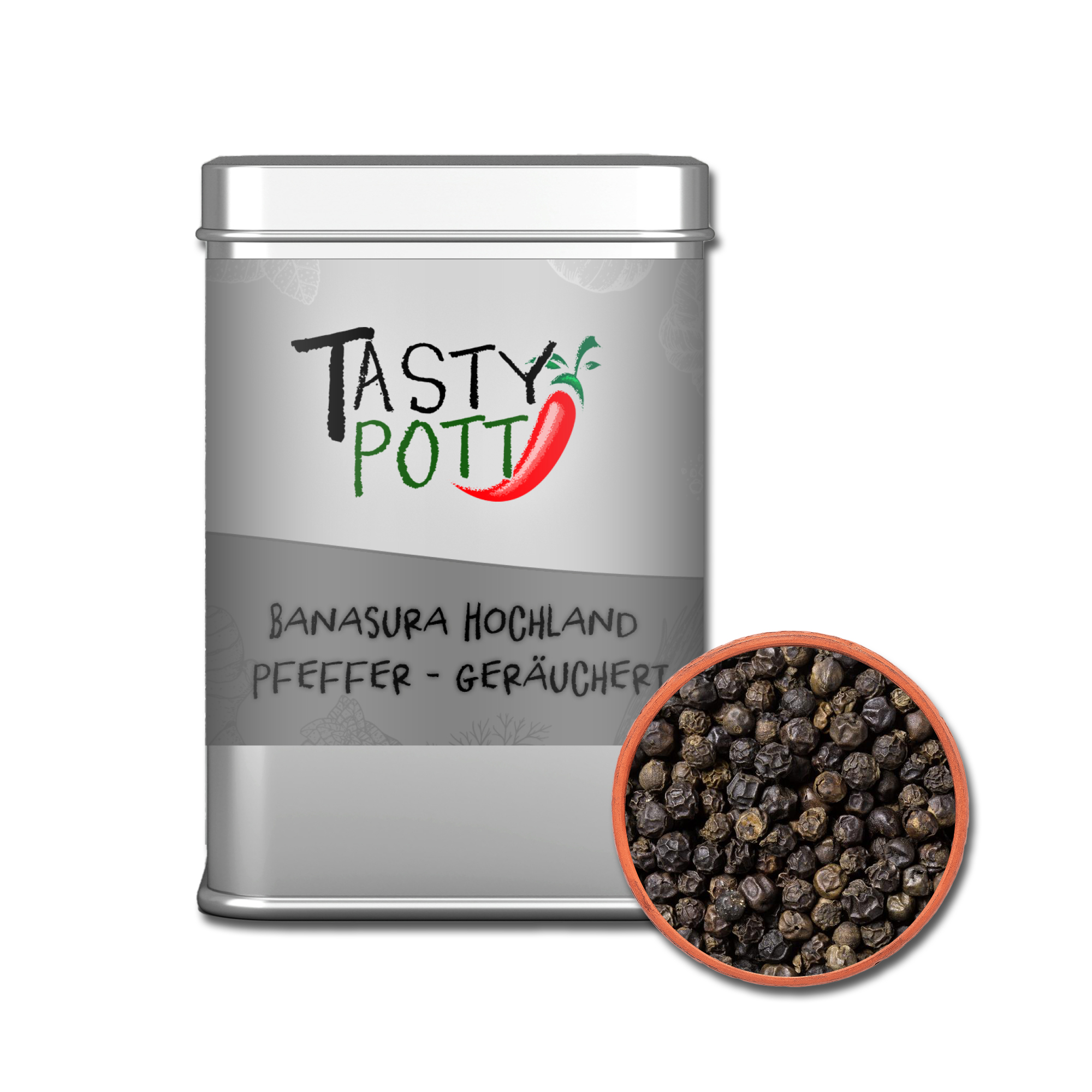 Banasura Pfeffer - Banasura Hochlandpfeffer geräuchert 80g Dose - Tasty Pott