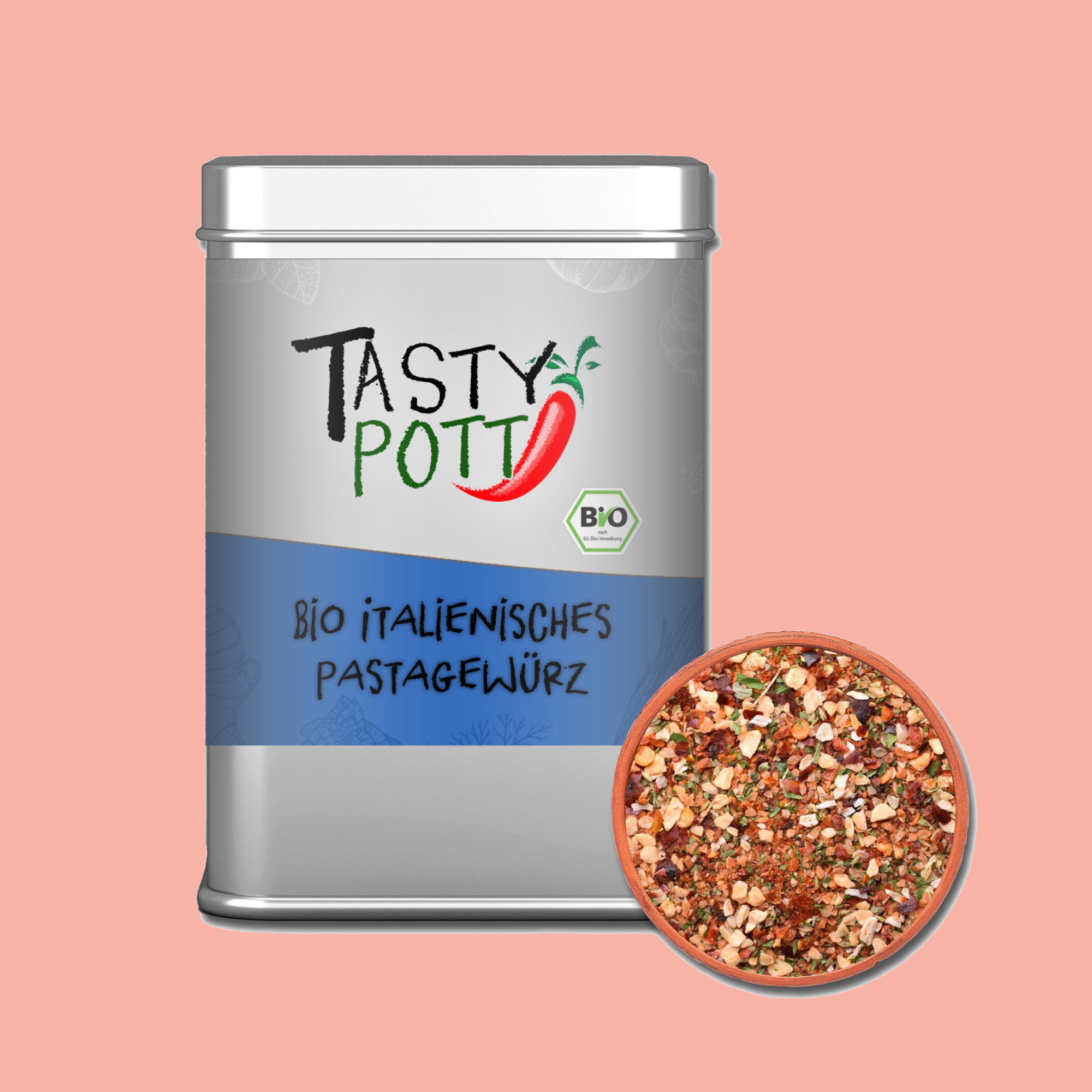 Italienisches Bio Pastagewürz - aromatisches Pasta Gewürz | 100g Dose Tasty Pott Italienisches Bio Pastagewürz - aromatisches Pasta Gewürz | 100g Dose Tasty Pott