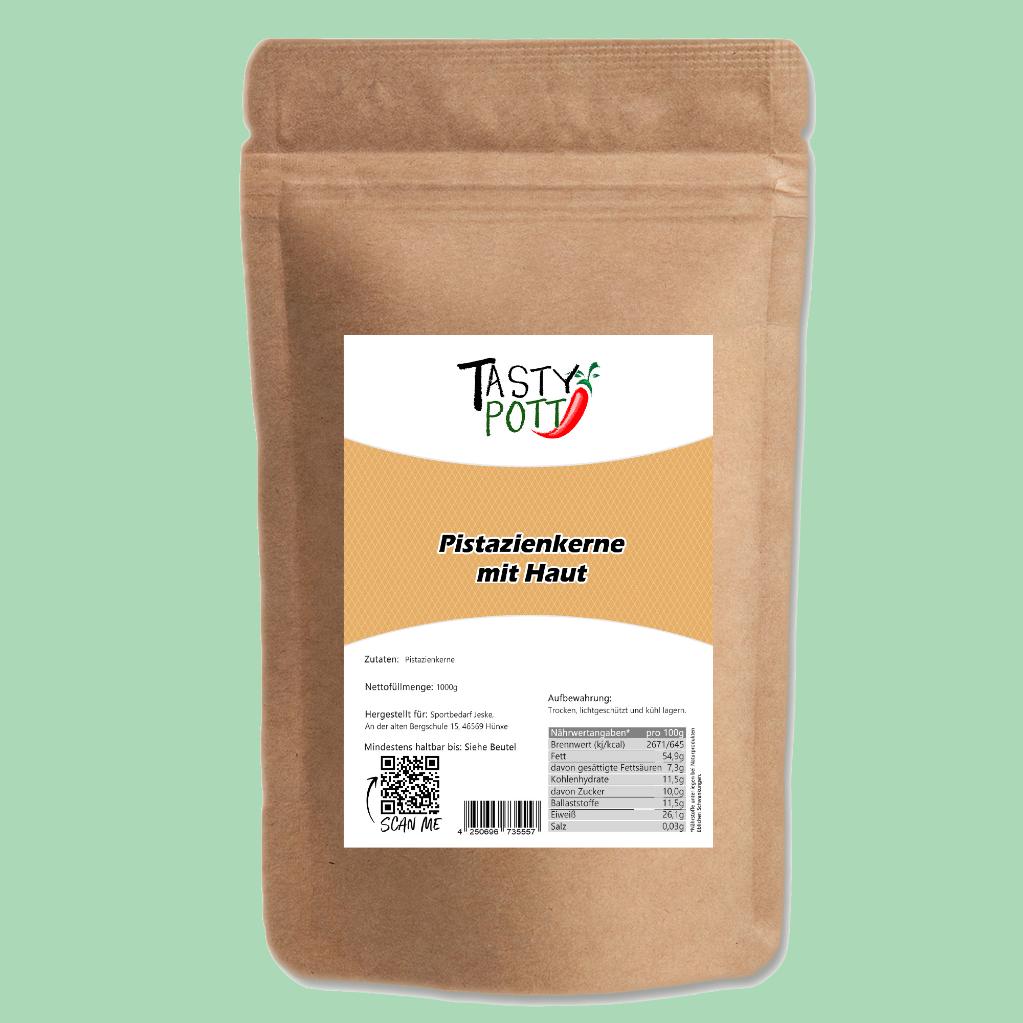 Naturbelassene Pistazienkerne mit Haut – 1kg Beutel Ganze Pistazienkerne naturbelassen ohne Schale