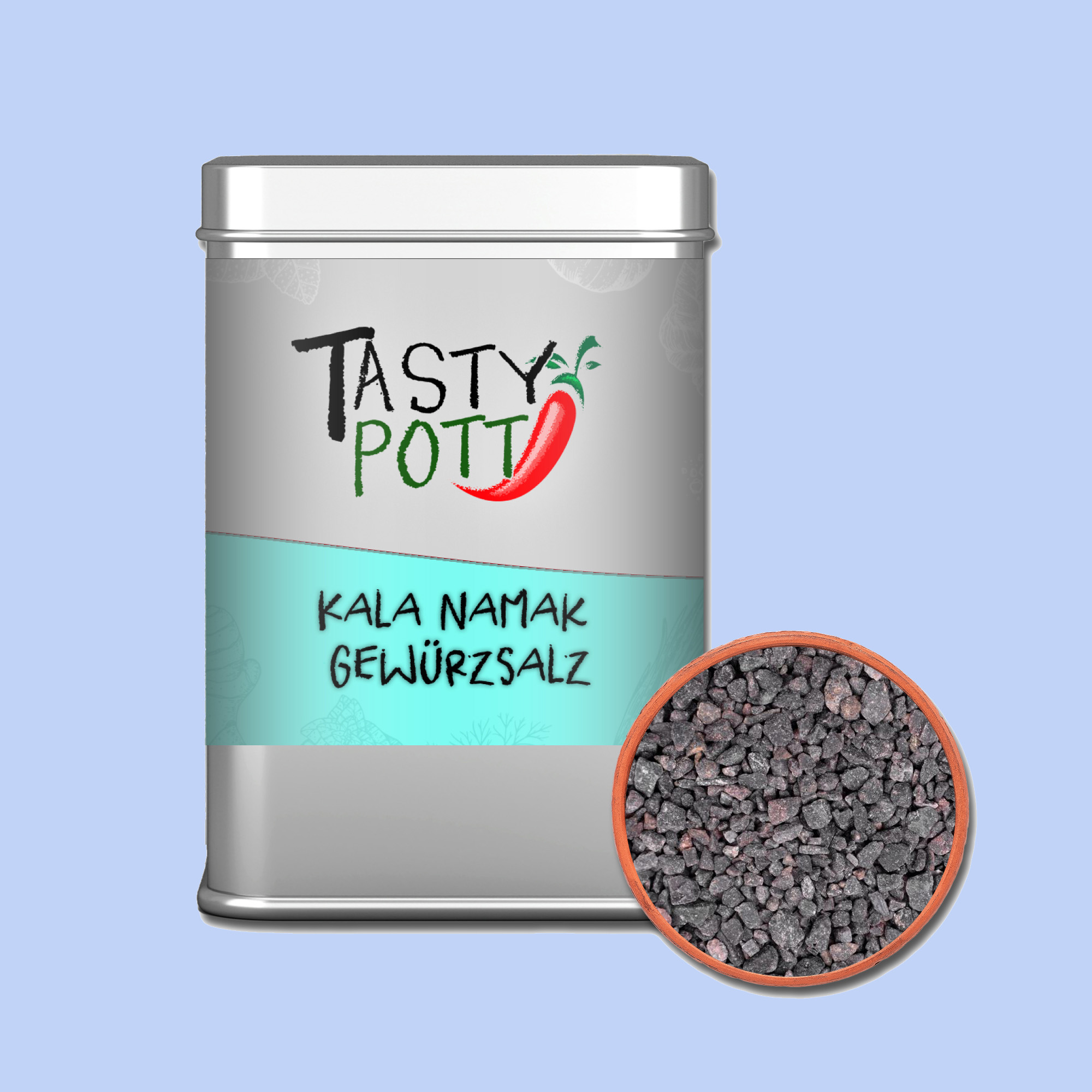 Kala Namak Salz - Indisches Schwarzsalz - 100g Dose Tasty Pott  Kala Namak Salz - Indisches Schwarzsalz - 100g Dose Tasty Pott