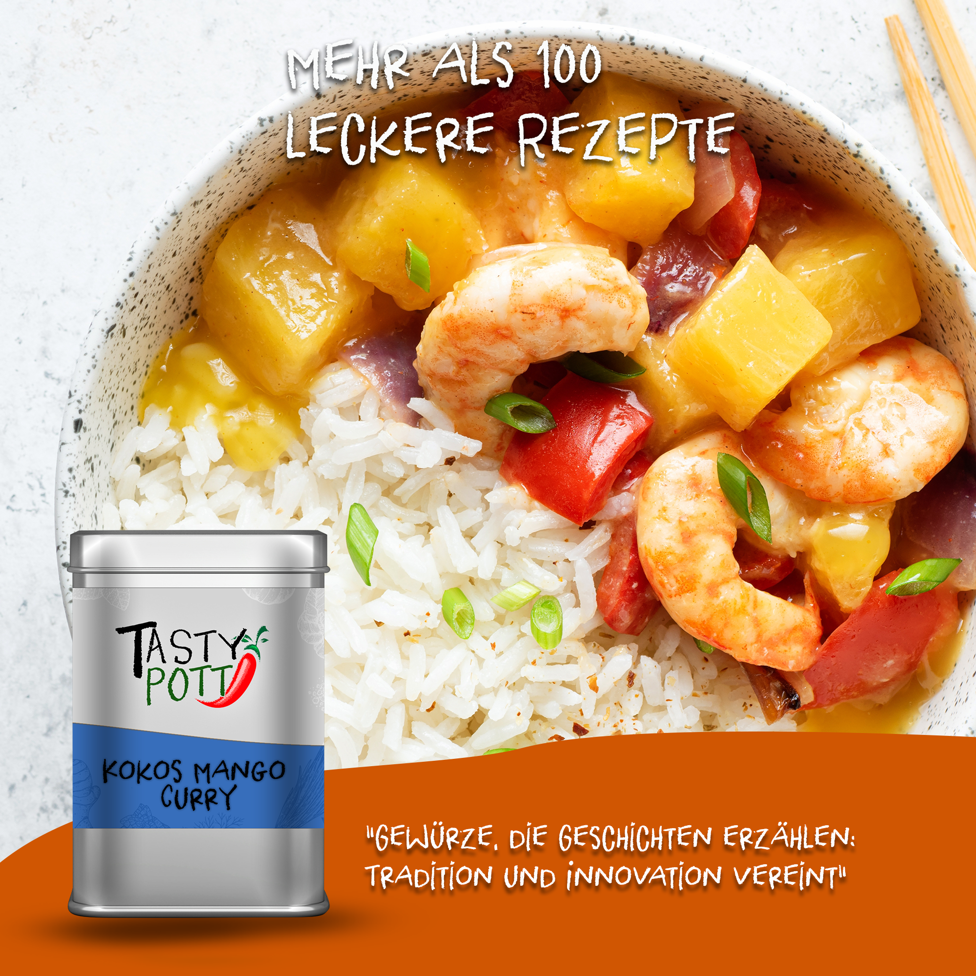 Kokos Mango Curry Gewürz | 75g Dose Tasty Pott  