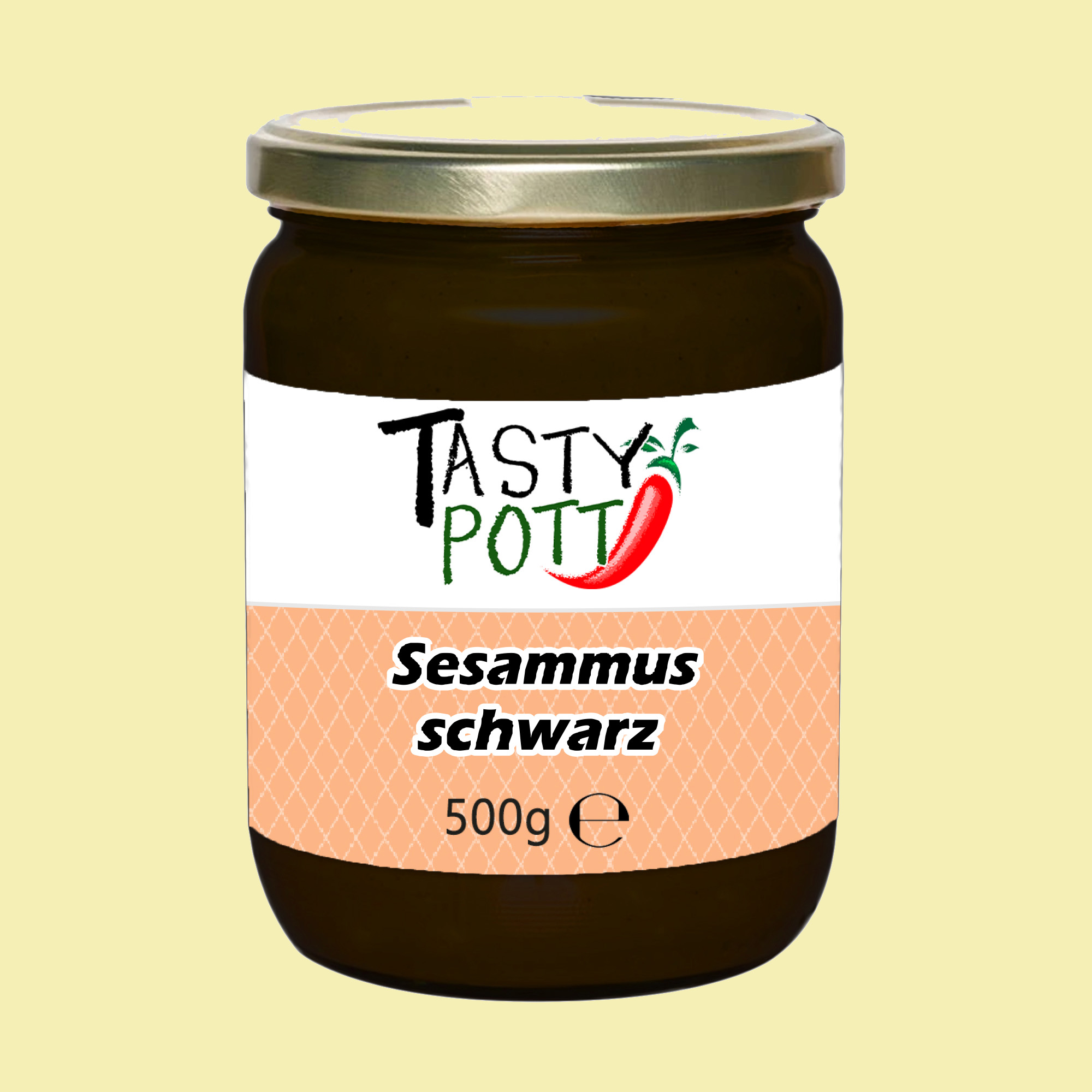 Sesammus schwarz - schwarzes Sesammus Tahin | 500 g Glas Tasty Pott  