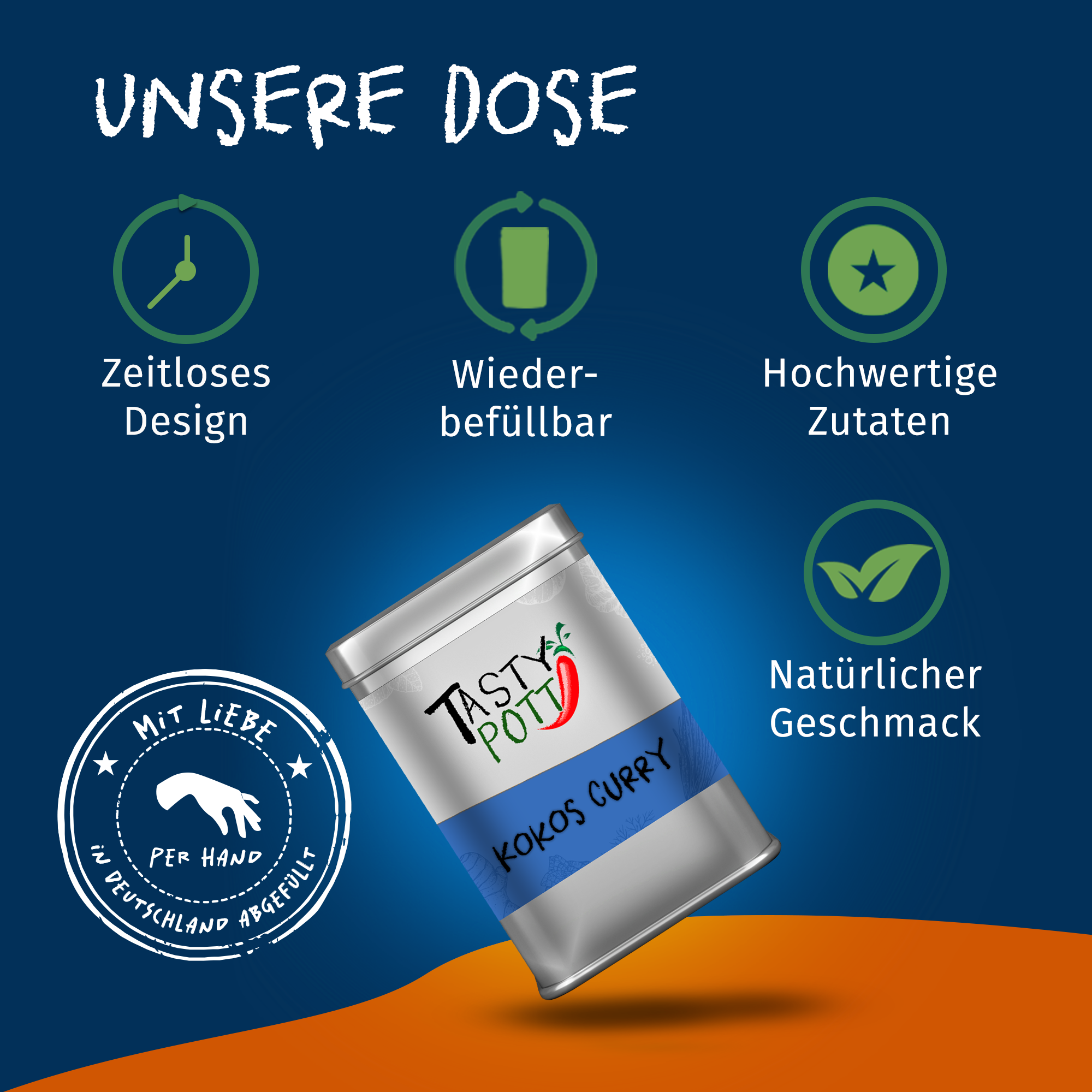 Kokos Curry Gewürz 75g Dose von Tasty Pott 