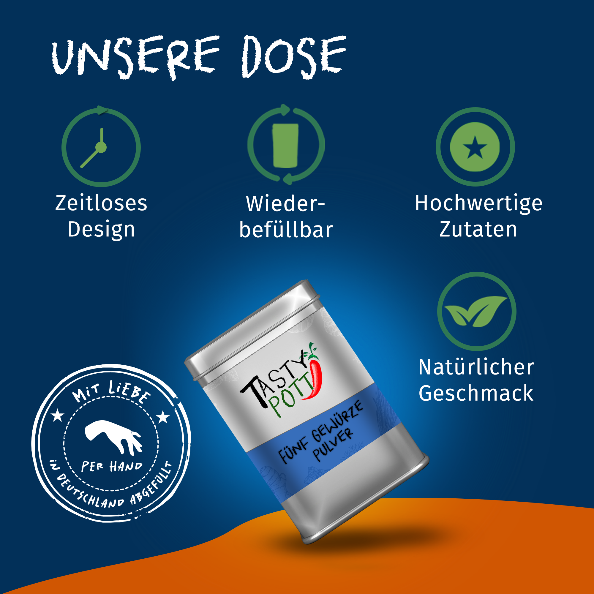 Fünf Gewürze Pulver Mischung - 80g Dose Tasty Pott