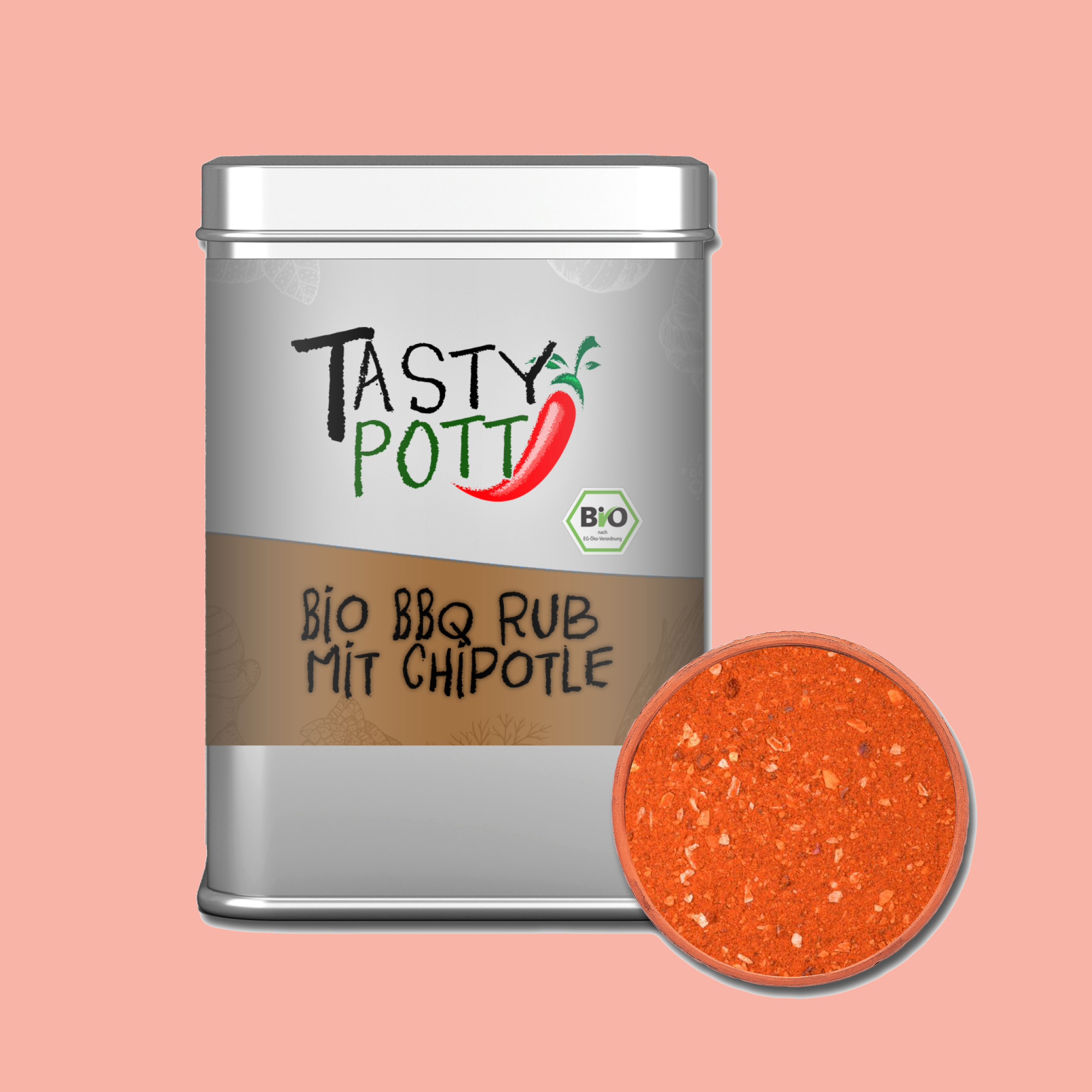 Tasty Pott Bio BBQ Rub mit Chipotle 100g Dose Tasty Pott Bio BBQ Rub mit Chipotle 100g Dose