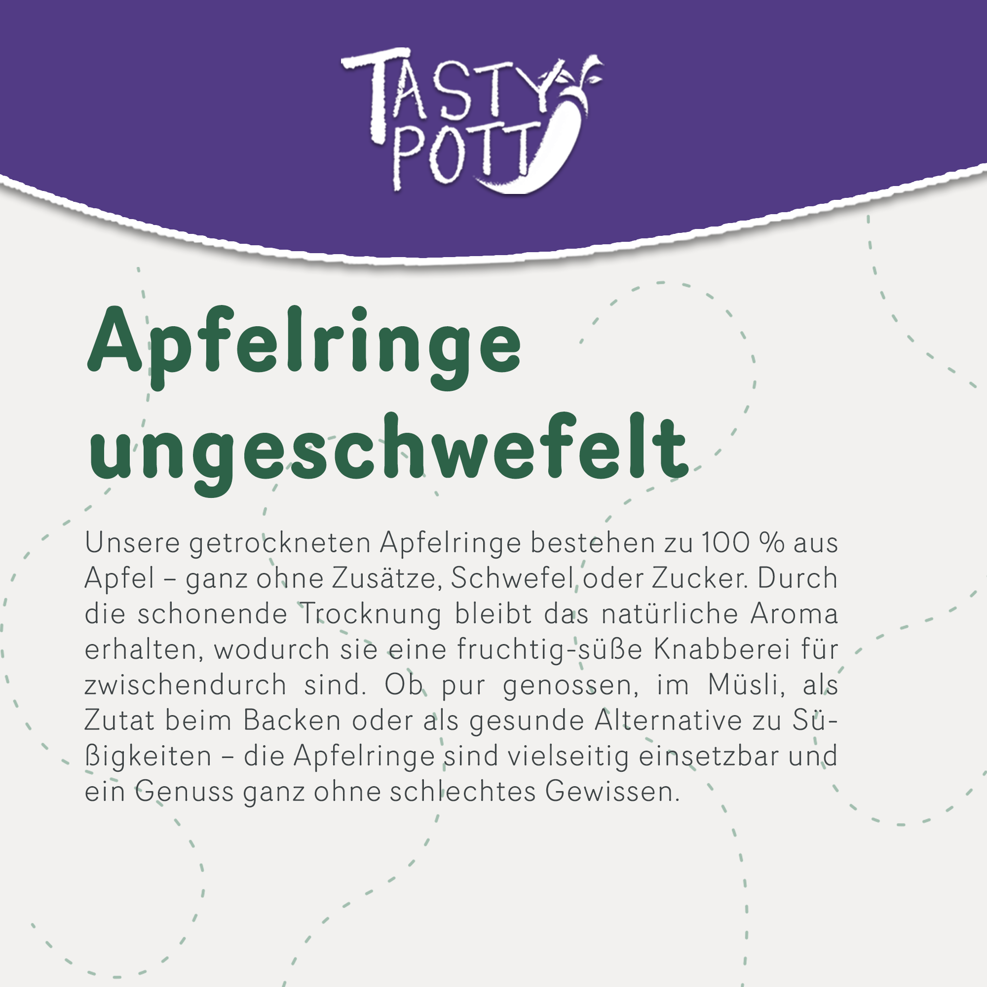 Tasty Pott Apfelringe getrocknet, ungeschwefelt 1Kg