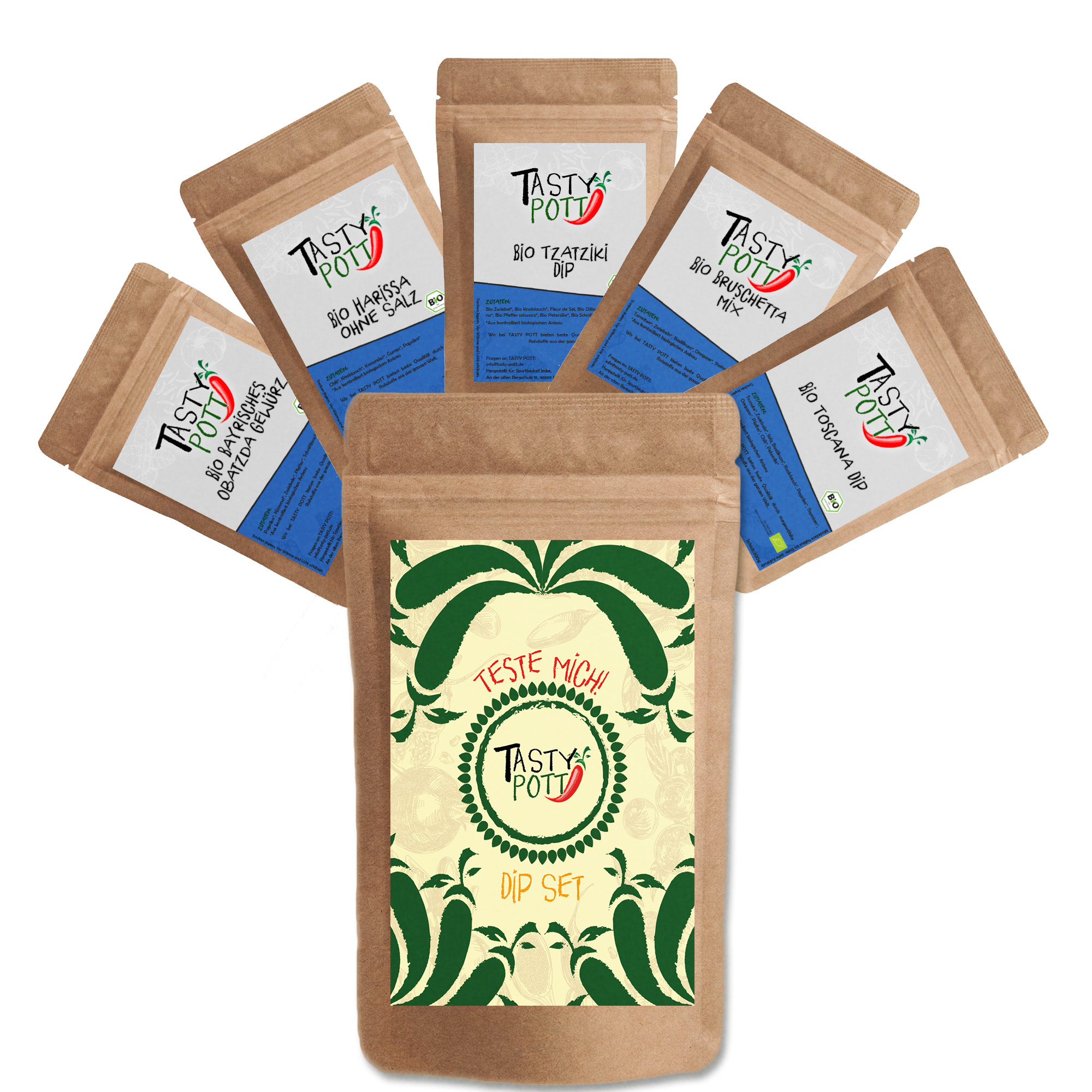 Tasty Pott Dip Set 5x 30g Probiergrößen - Gewürzmischungen 