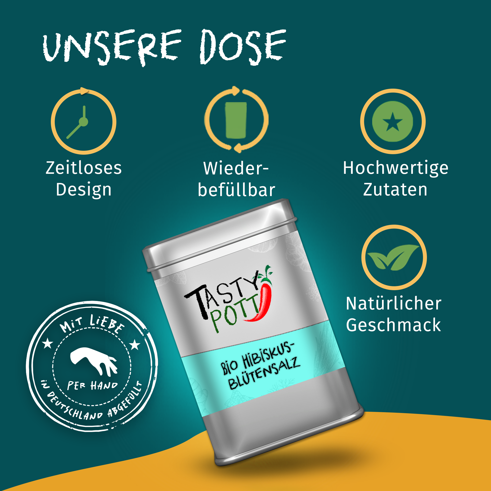 Hibiskusblütensalz - Bio Blütensalz Blüten Salz - 100g Dose Tasty Pott  