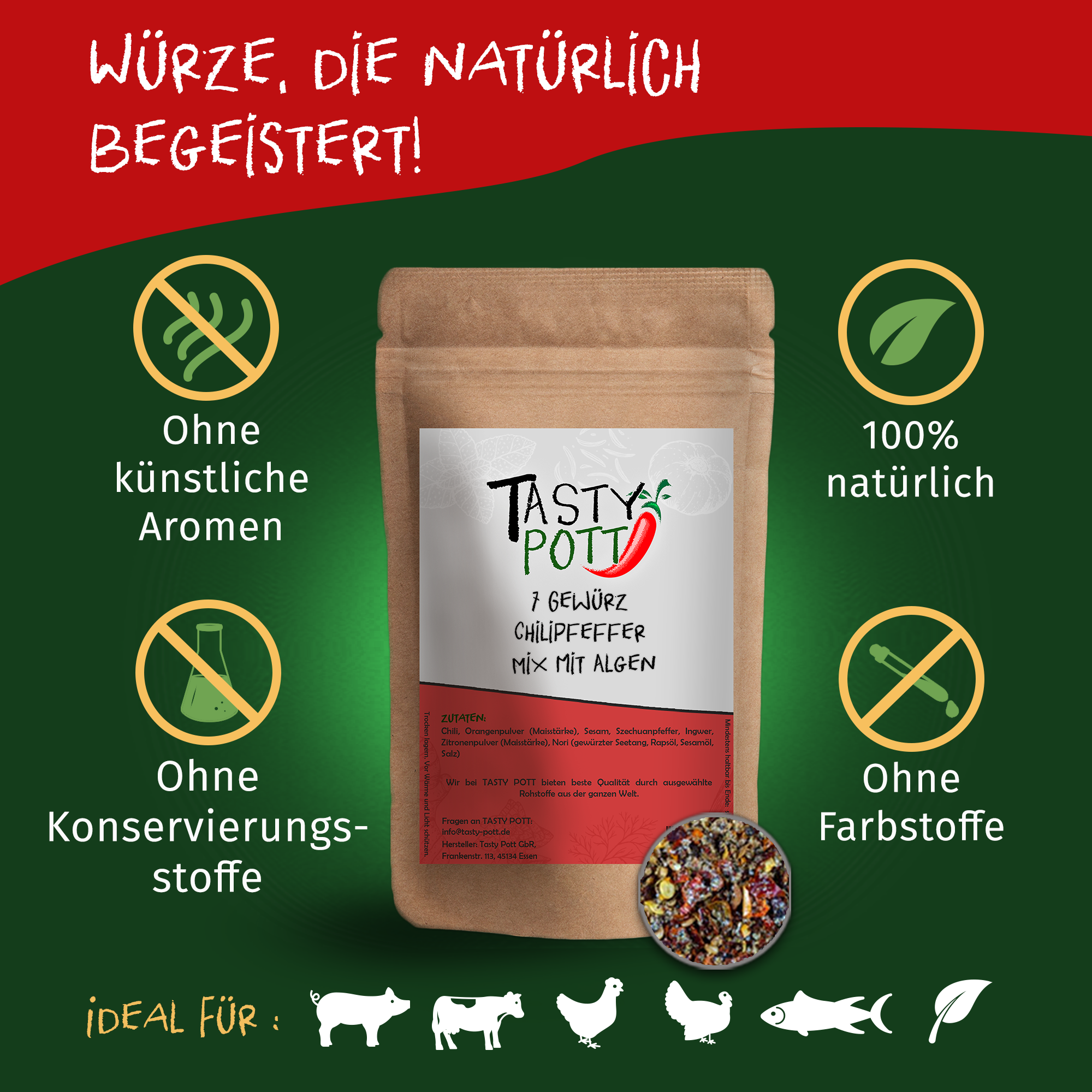 7 Gewürz Chilipfeffer mit Algen 30g