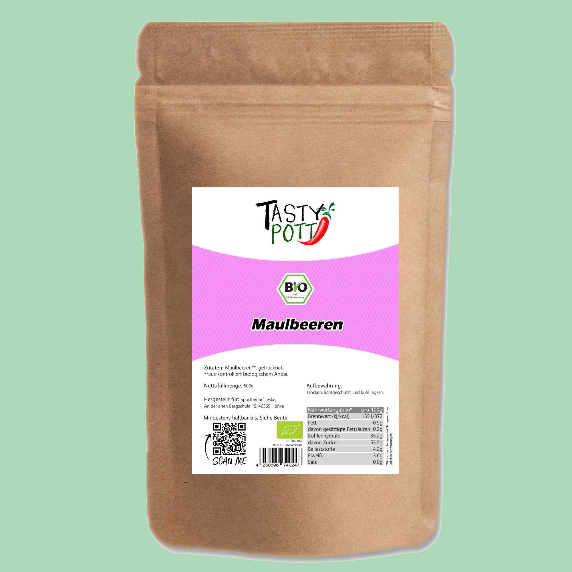 Tasty Pott Bio Maulbeeren Beutel 500g