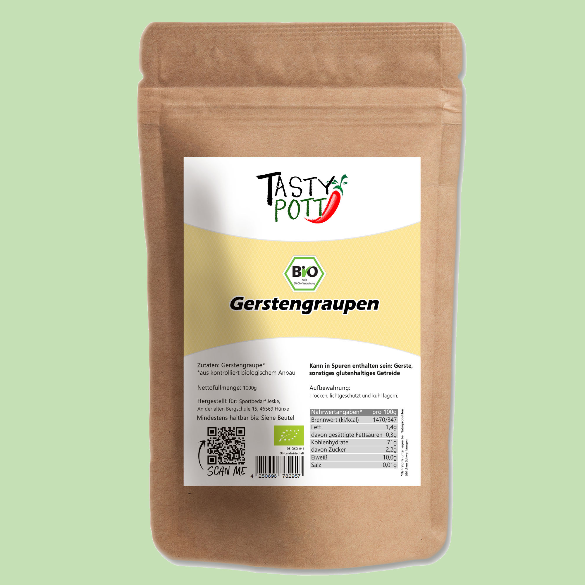 Bio Gerstengraupen 1kg – Naturbelassene Graupen von Tasty-Pott Bio Gerstengraupen 1kg Beutel – naturrein & vielseitig