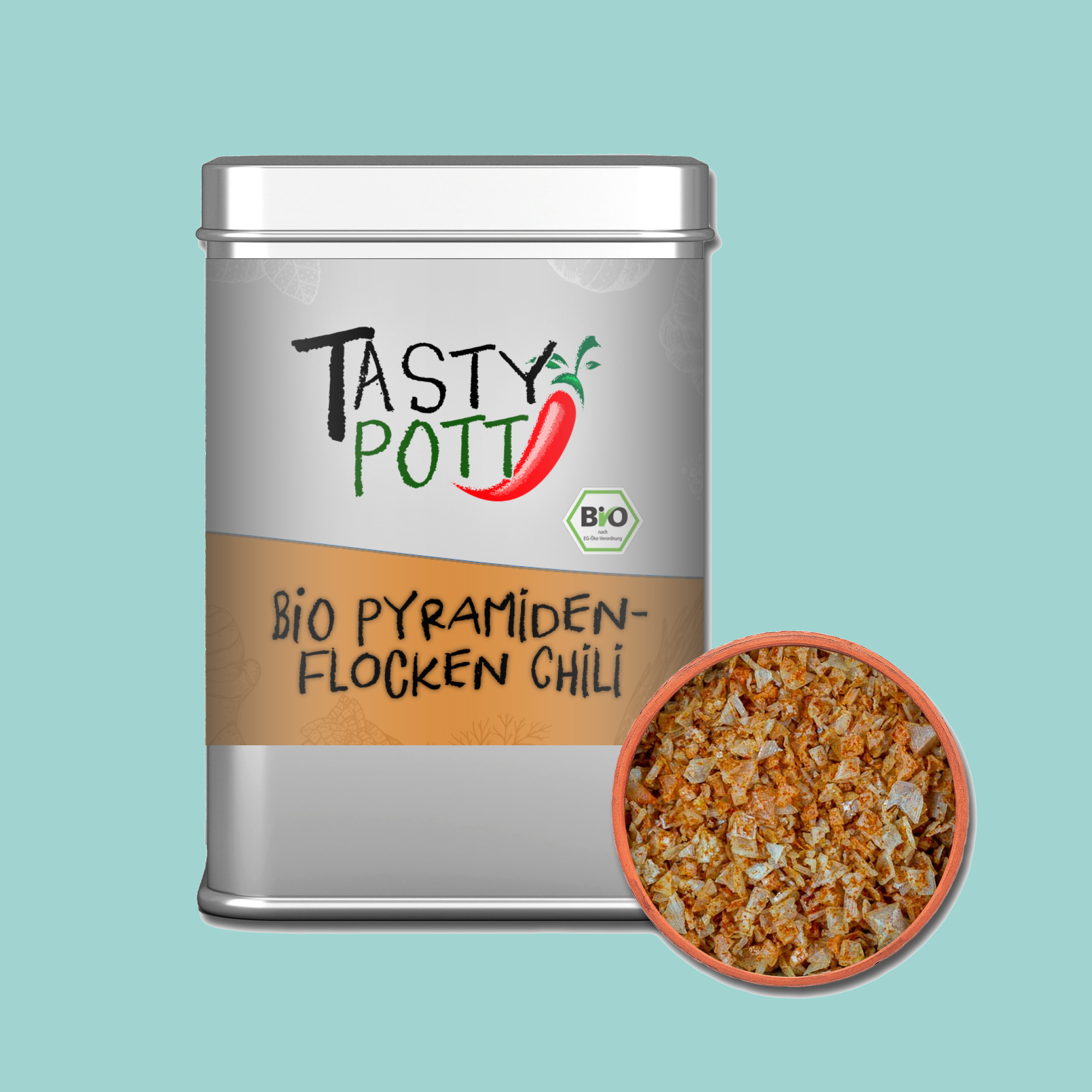 Pyramiden Flocken Chili - Bio Pyramidensalz | 85g Dose Tasty Pott  Pyramiden Flocken Chili - Bio Pyramidensalz | 85g Dose Tasty Pott