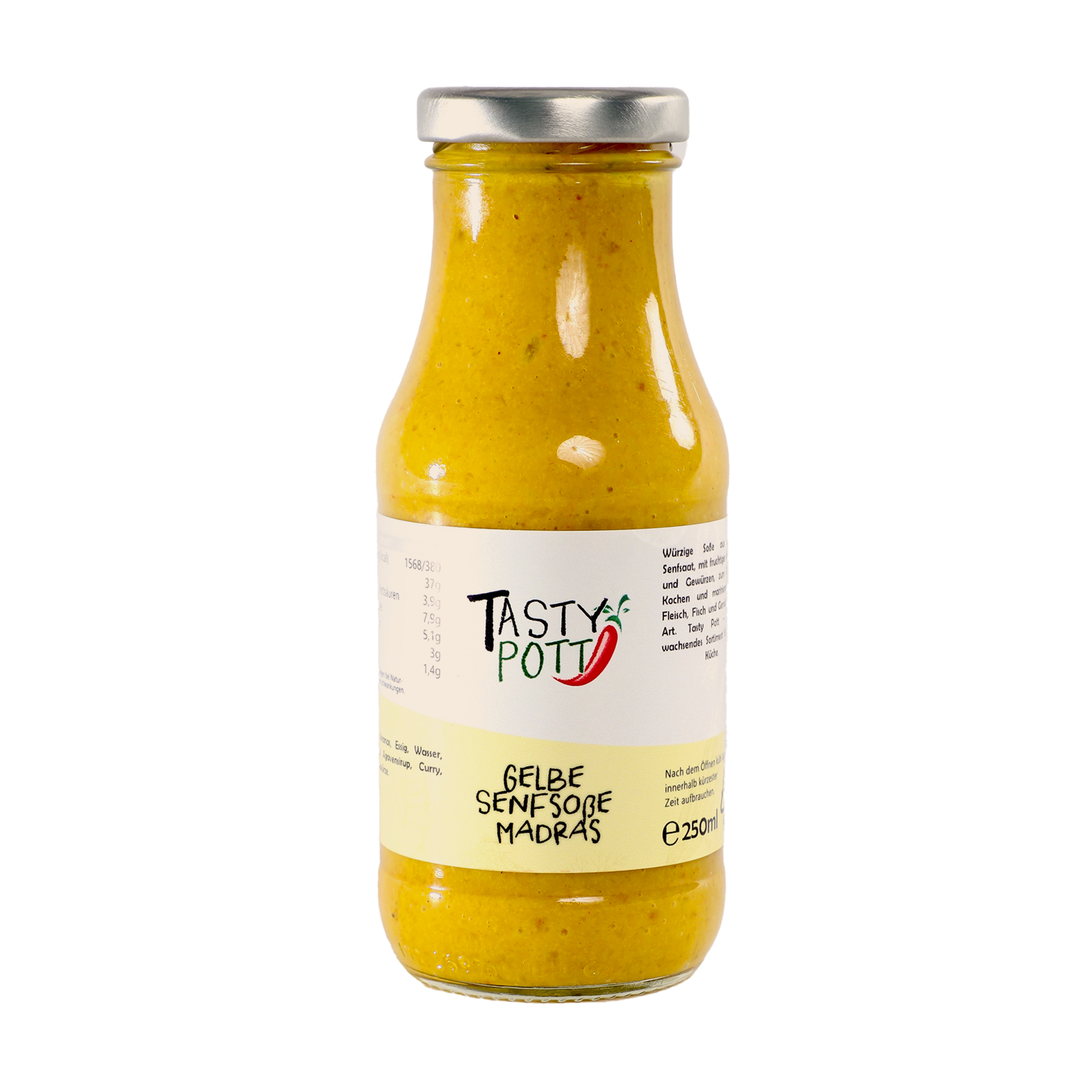 Gelbe Senfsoße Madras 250ml Flasche von Tasty Pott