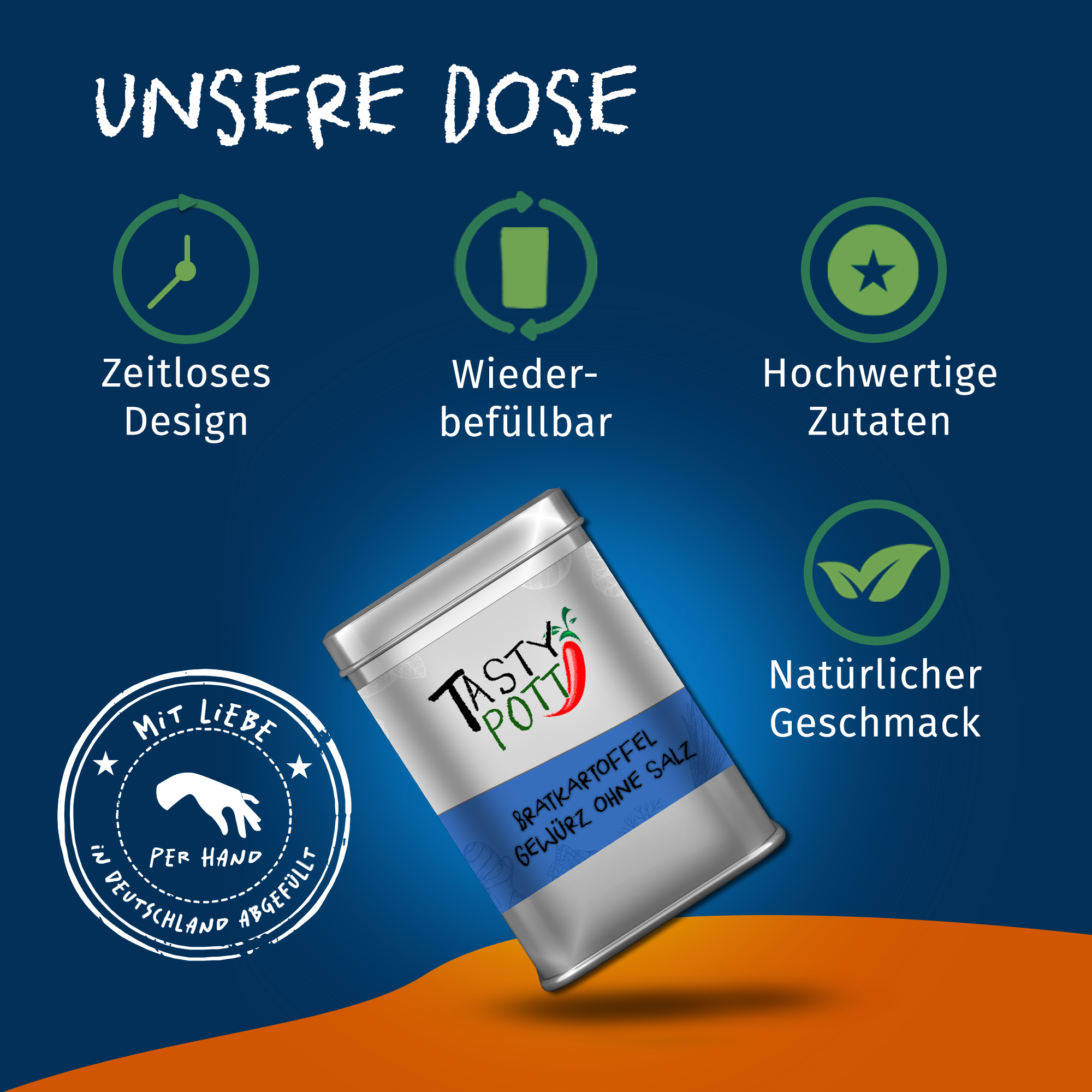 Bratkartoffelgewürz ohne Salz - Dein perfektes Bratkartoffel Gewürz - 50g Dose Tasty Pott 