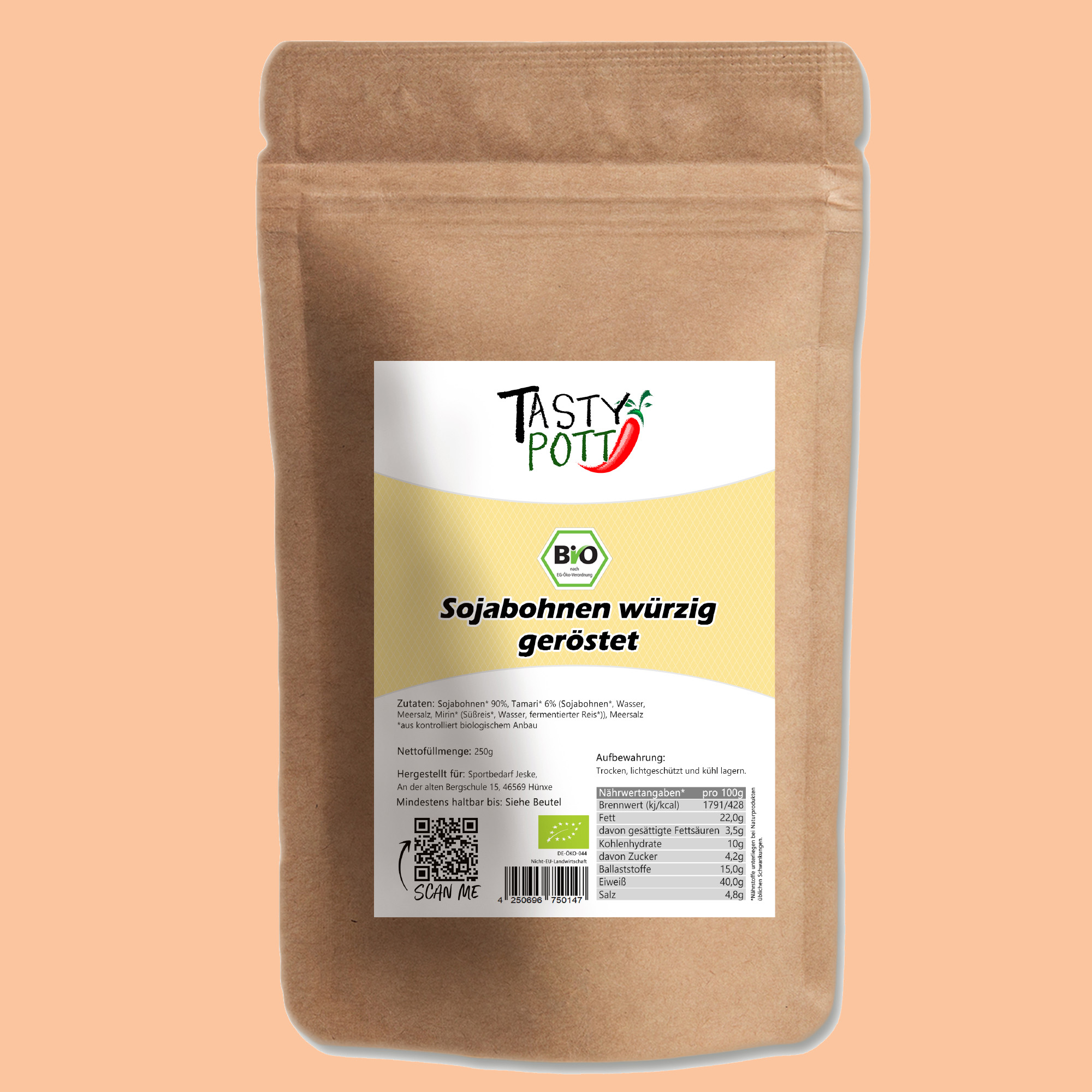 Sojabohnen geröstet und gesalzen - Bio Sojasnack | 1kg Beutel Tasty Pott Sojabohnen geröstet und gesalzen - Bio Sojasnack | 1kg Beutel Tasty Pott