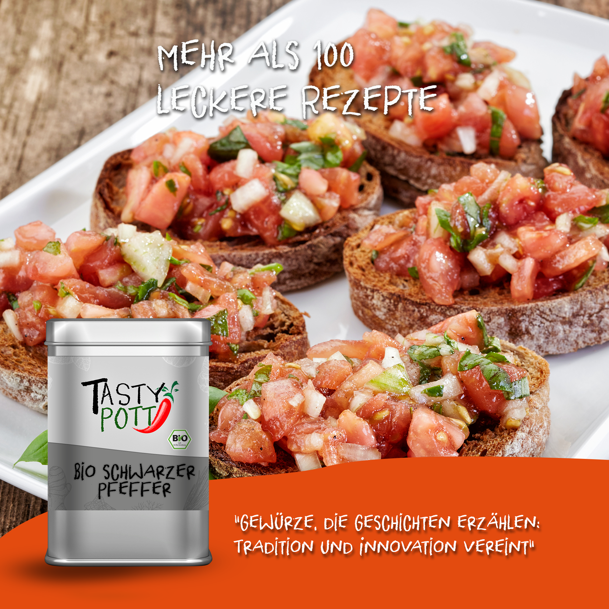 Tasty-Pott Bio Schwarzer Pfeffer ganze Körner für Pfeffermühlen 30g