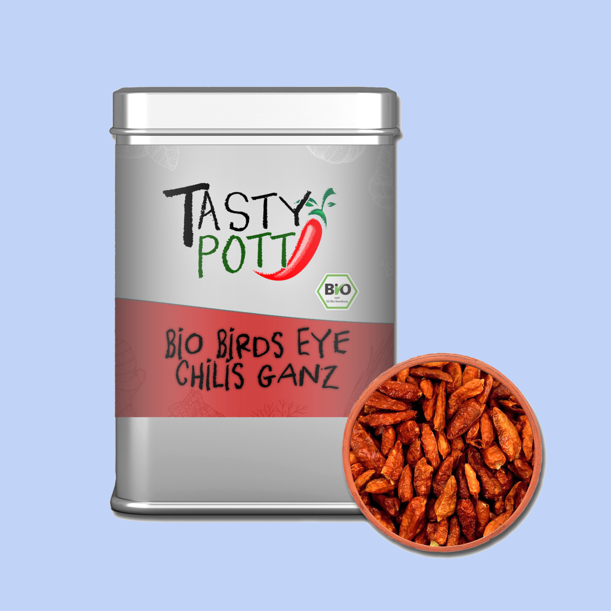 Birds Eye Chili ganz - Bio Qualität - 30g Dose  von Tasty Pott Birds Eye Chili ganz - Bio Qualität - 30g Dose  von Tasty Pott
