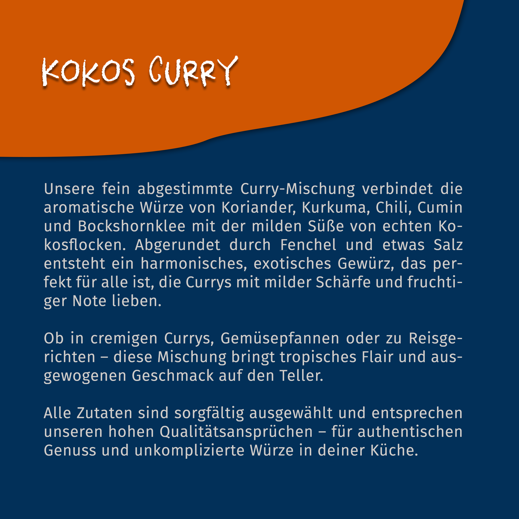 Kokos Curry Gewürz - Beutel von Tasty Pott
