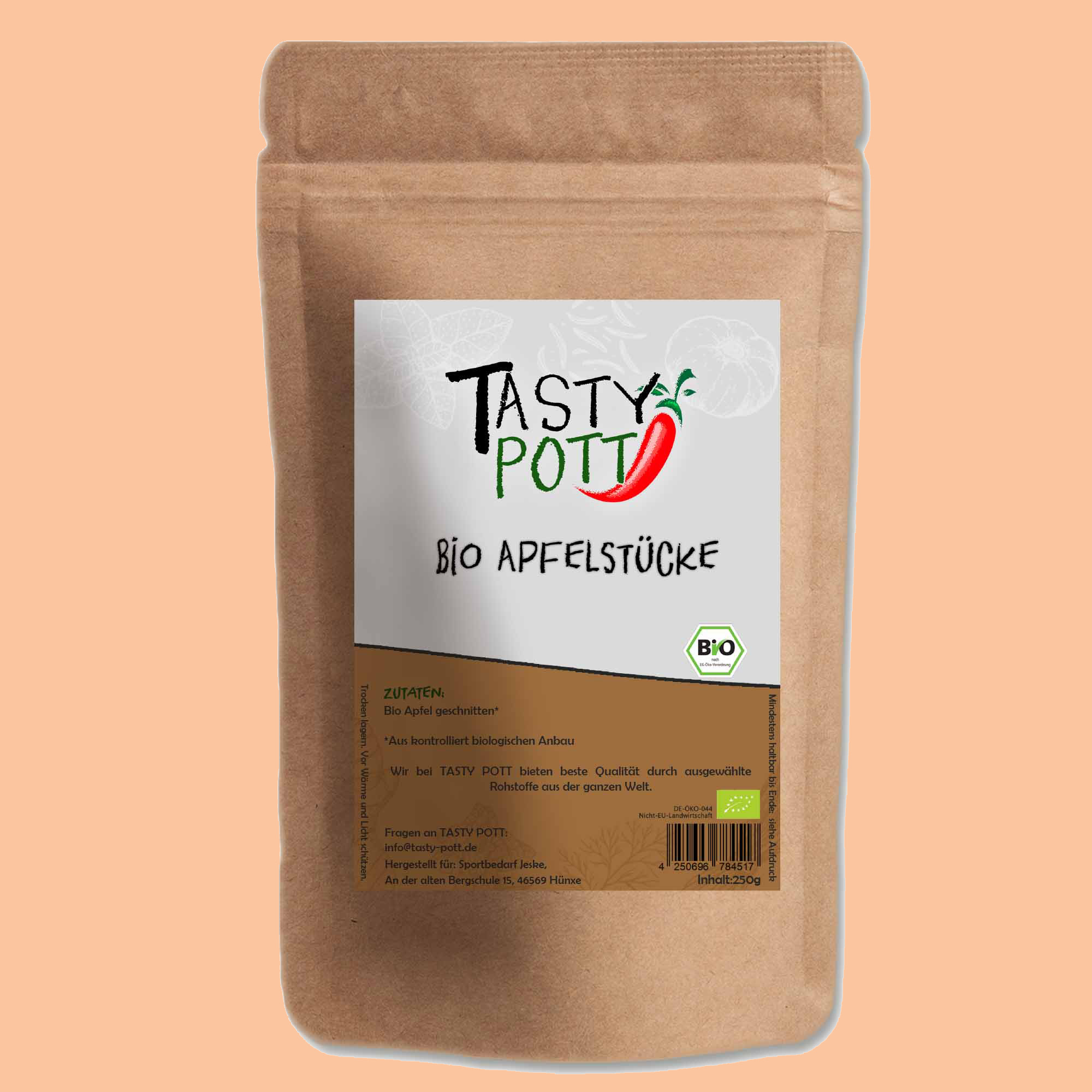 Bio Apfelstücke (3mm) - Feiner Apfel - 30g Beutel von Tasty Pott   Bio Apfelstücke (3mm) - Feiner Apfel - 30g Beutel von Tasty Pott