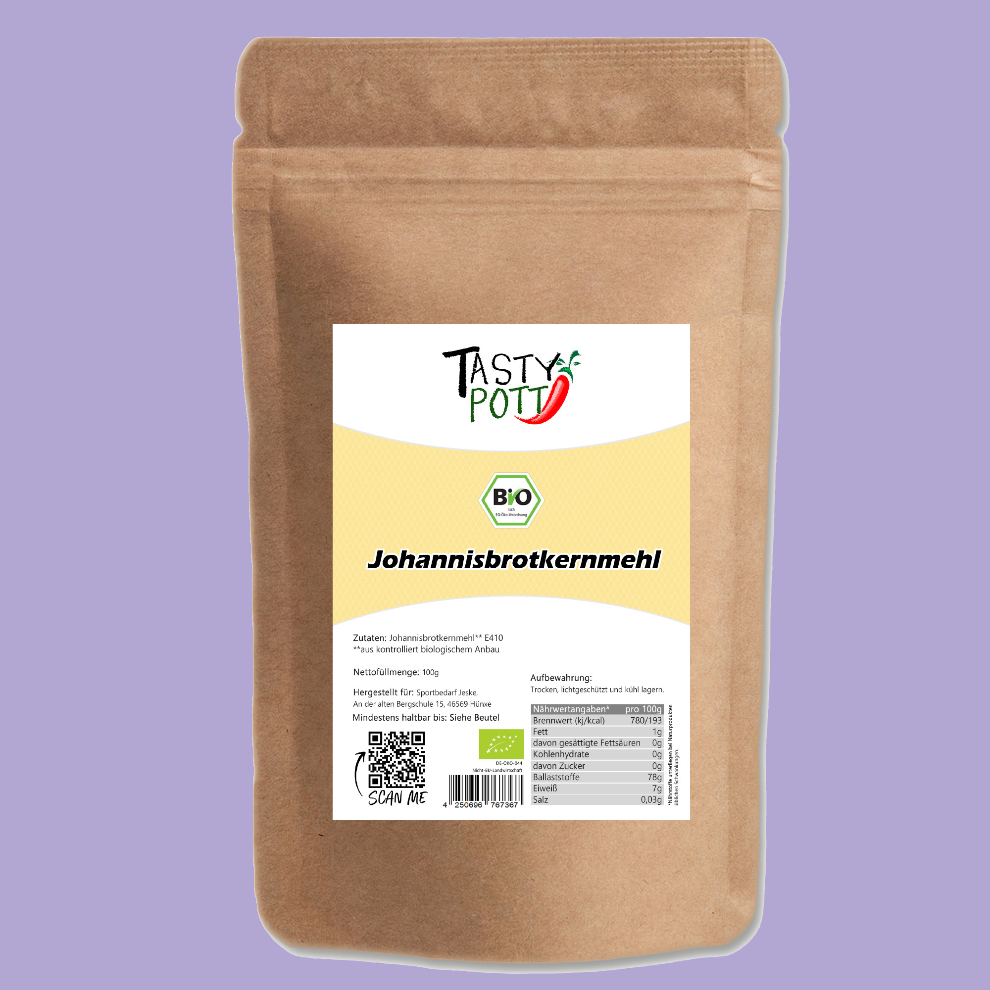 Bio Johannisbrotkernmehl E410 - feines, natürliches Bio Verdickungsmittel - 100g von Tasty Pott Bio Johannisbrotkernmehl E410 - feines, natürliches Bio Verdickungsmittel - 100g von Tasty Pott