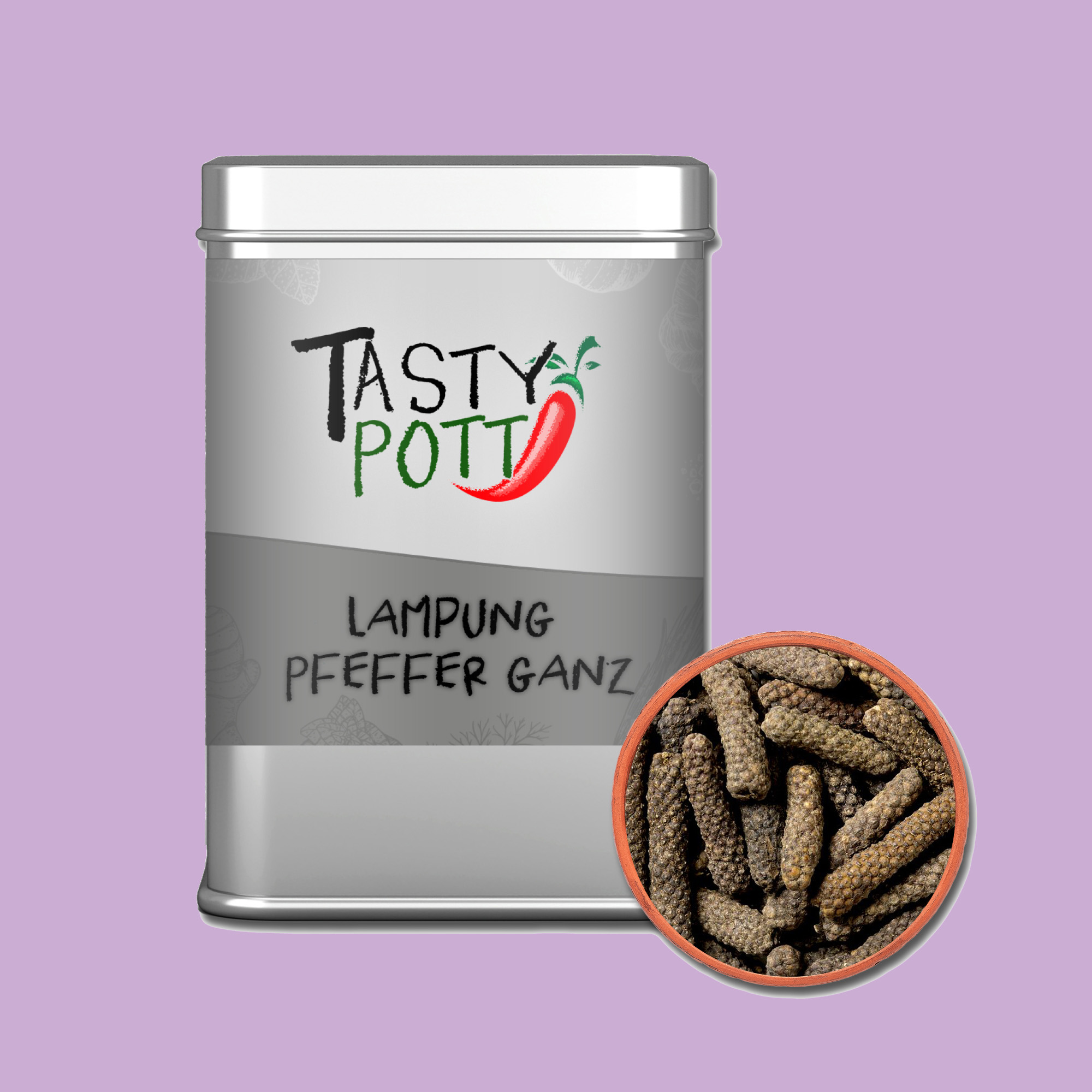 Lampung Pfeffer ganz - Stangenpfeffer - 50g Dose von Tasty Pott Lampung Pfeffer ganz - Stangenpfeffer - 50g Dose von Tasty Pott