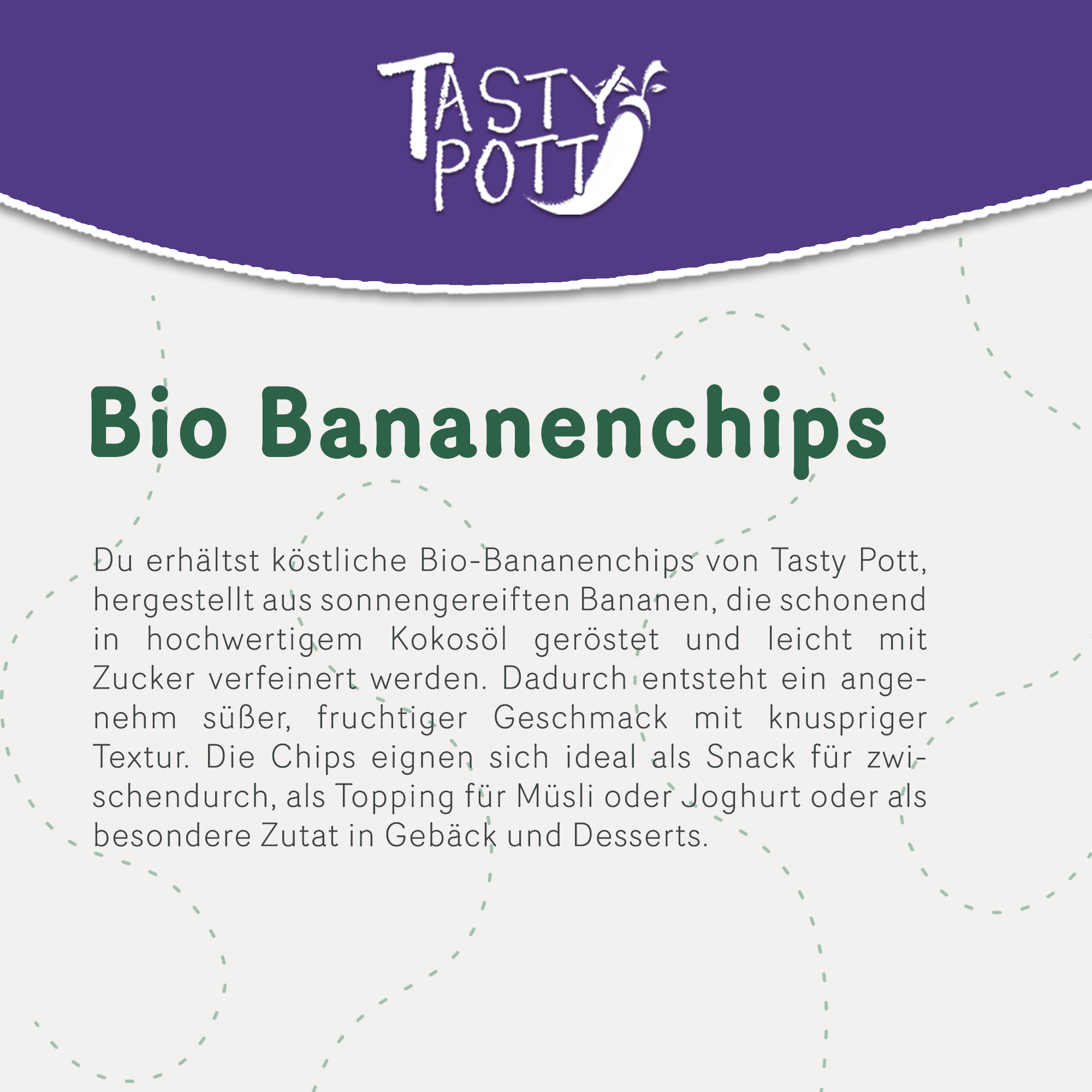 Bio Bananenchips - getrocknet mit Zuckerzusatz - 1Kg Beutel von Tasty Pott
