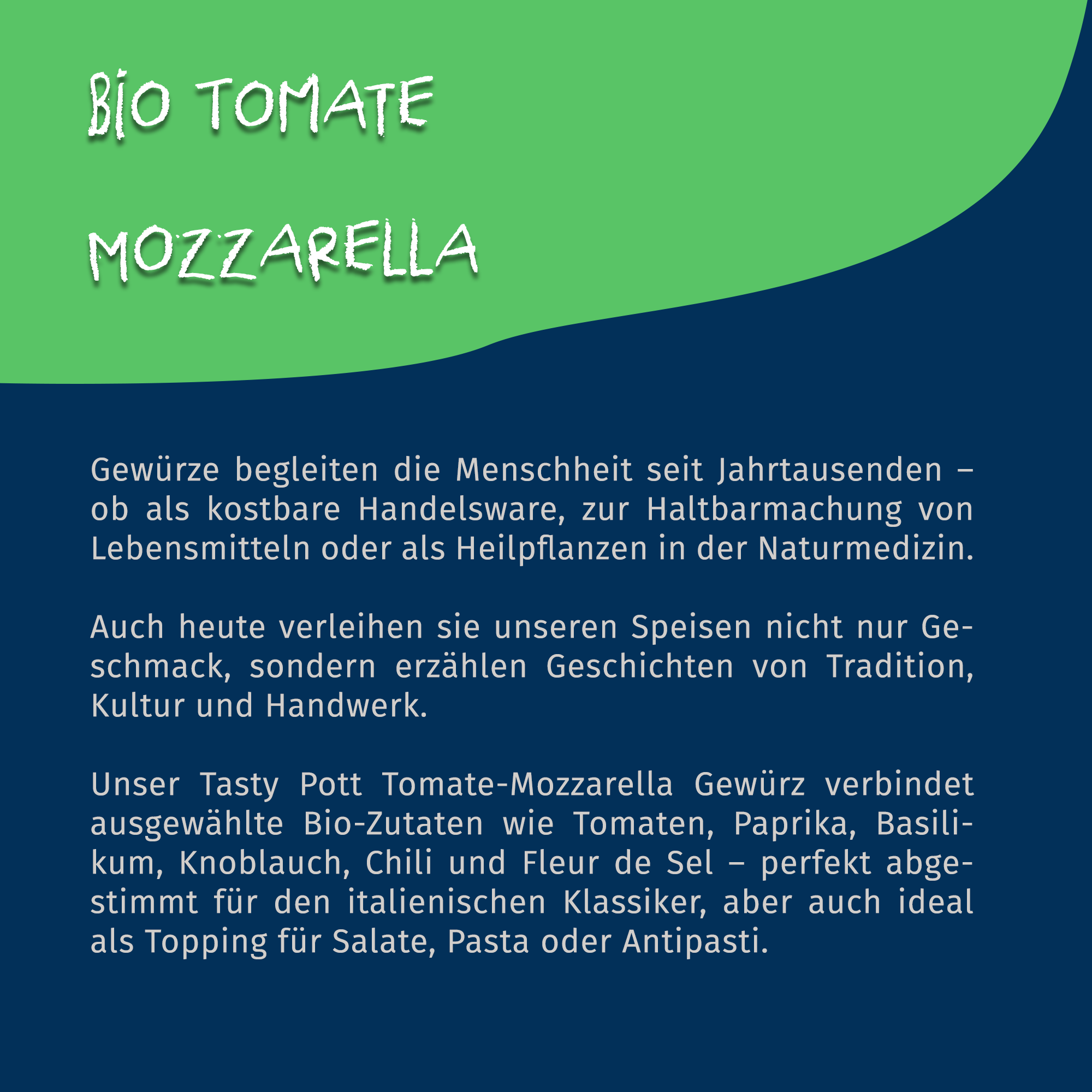 Bio Tomate Mozzarella Würze - Bio Kräutermischungen - 80g Dose von Tasty Pott