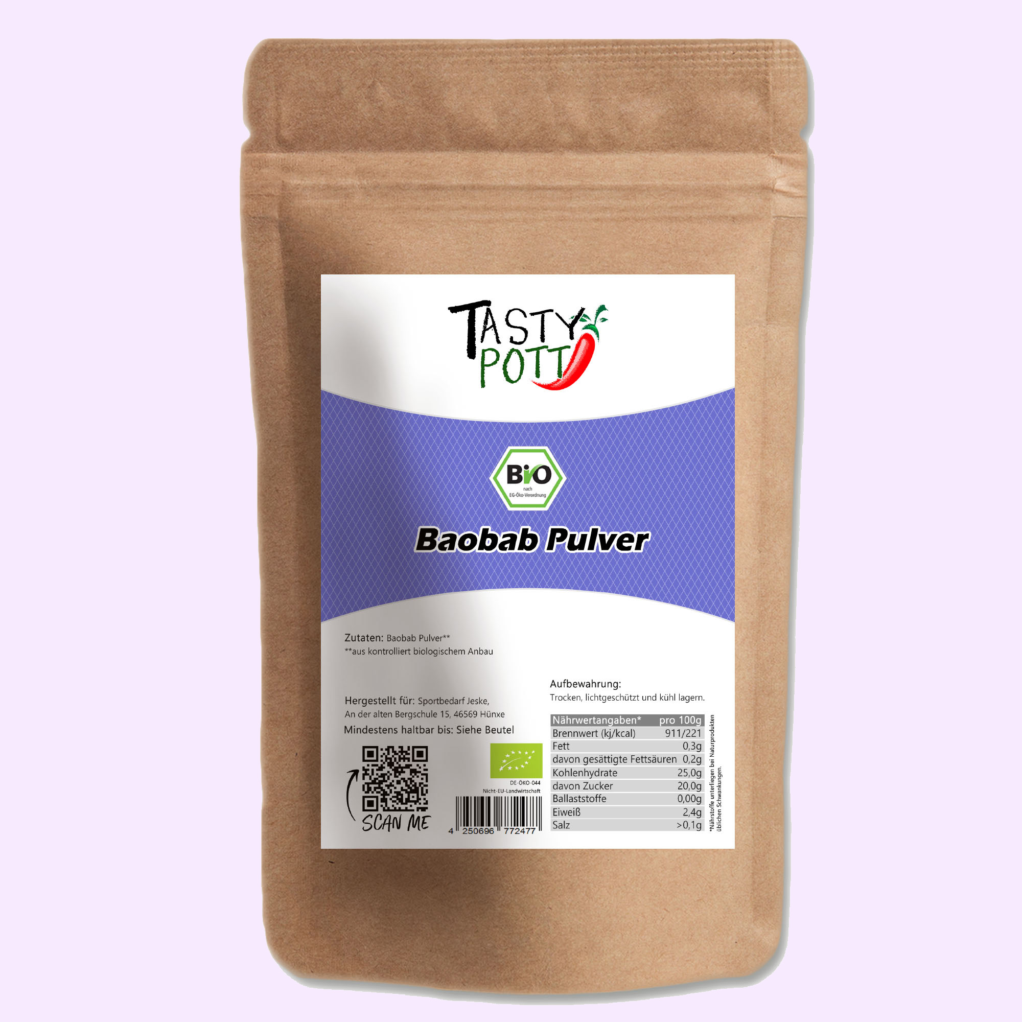 Bio Baobab Pulver - Baobab Fruchtpulver - 1Kg Beutel von Tasty Pott Bio Baobab Pulver - Baobab Fruchtpulver - 1Kg Beutel von Tasty Pott