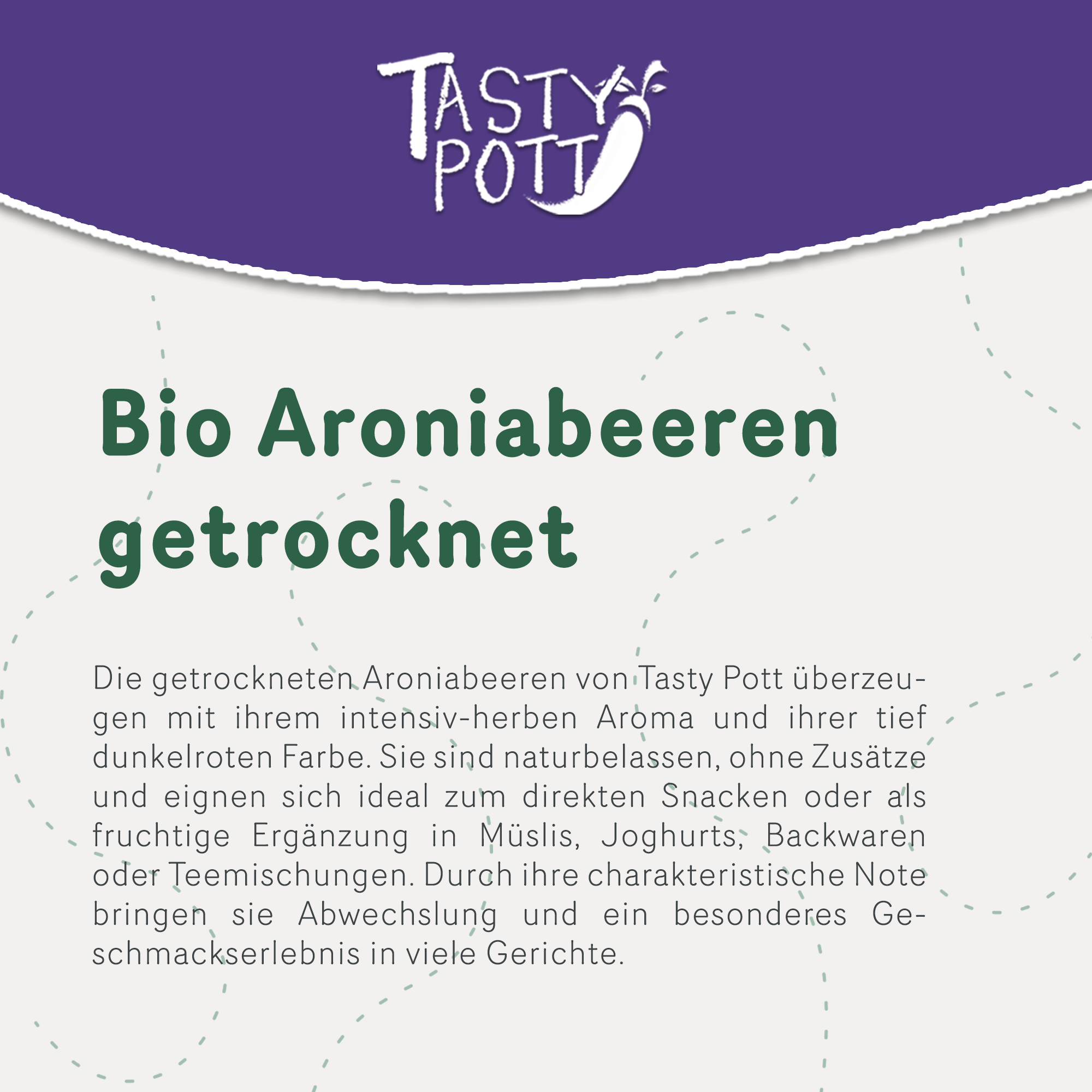 Tasty Pott Bio Aronia Beeren getrocknet 1Kg
