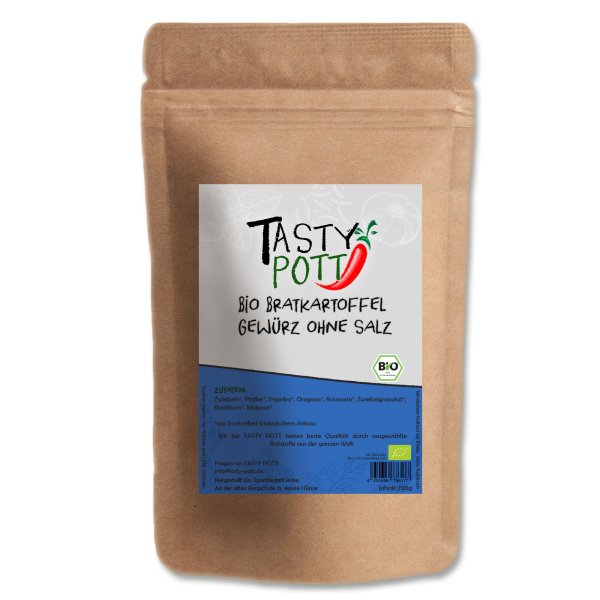 Tasty Pott Bio Bratkartoffelgewürz ohne Salz Nachfüllbeutel 250g