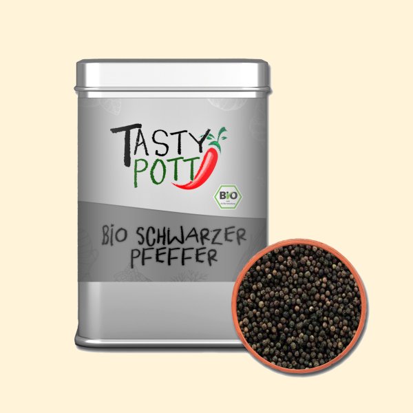 Tasty Pott Bio Schwarzer Pfeffer - ganz - 50g Dose