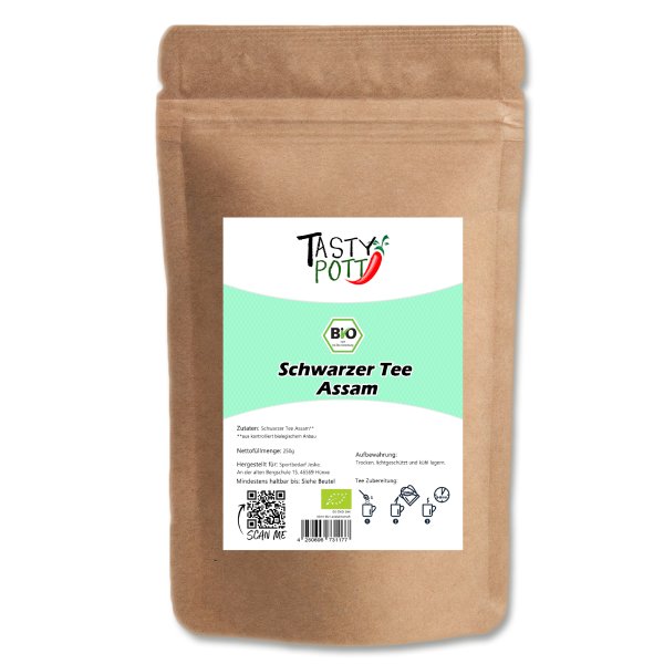 Tasty Pott Bio Schwarzer Assam Tee 250g Beutel