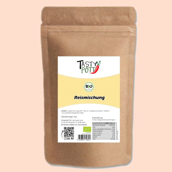 Tasty Pott Bio Reismischung (Langkorn-, Roter-, Schwarzer- und Wildreis) 1000g