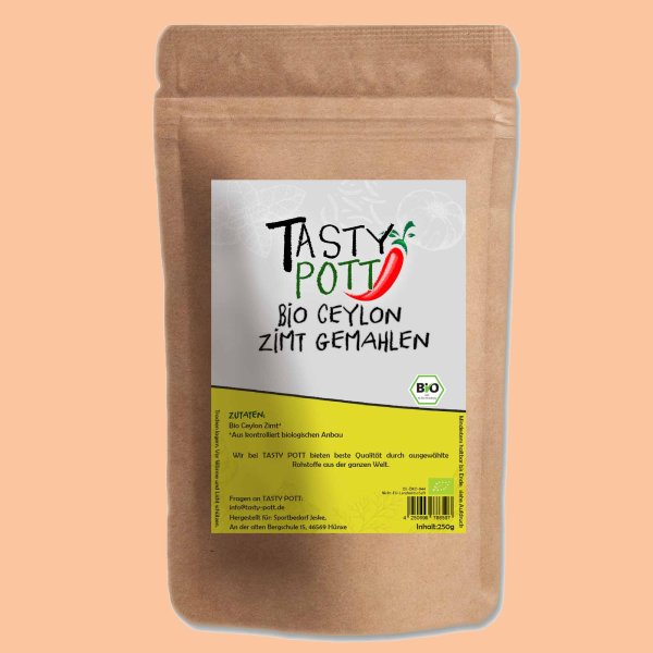 Tasty Pott Bio Ceylon Zimt gemahlen Nachfüllbeutel 250g