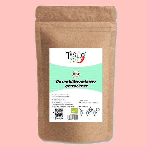 Tasty Pott Bio Rosenblütenblätter 100g Beutel