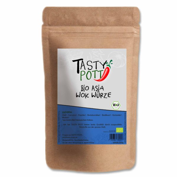 Tasty Pott Bio Asia Wok Würze Gewürzmischung 250g Nachfüllbeutel