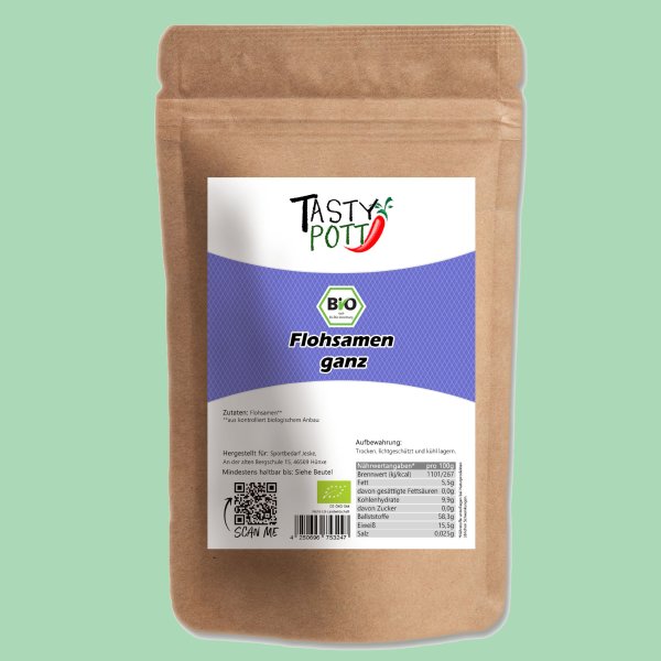 Tasty Pott Bio Flohsamen GANZ 1000g