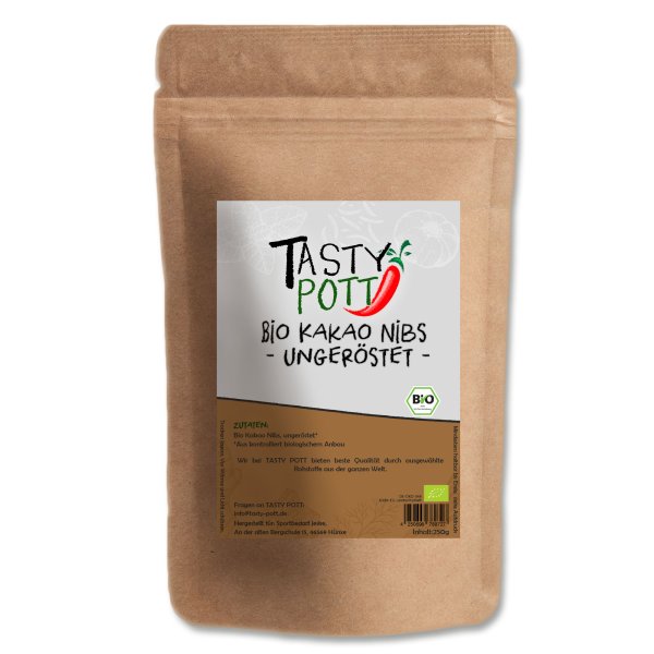 Tasty Pott Bio Kakao Nibs Nachfüllbeutel 250g