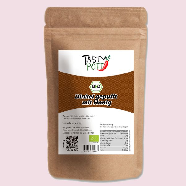 Tast Pott Bio Dinkel gepufft mit Honig 400g