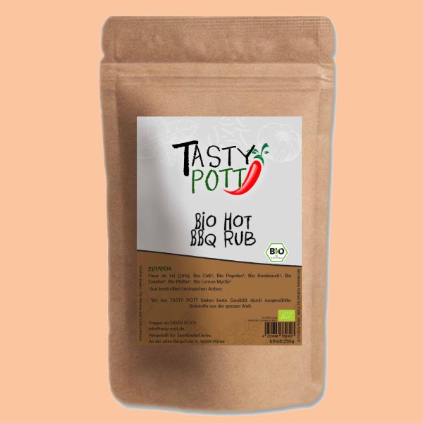Tasty Pott Bio Hot BBQ Rub Grillgewürz Nachfüllbeutel 250g