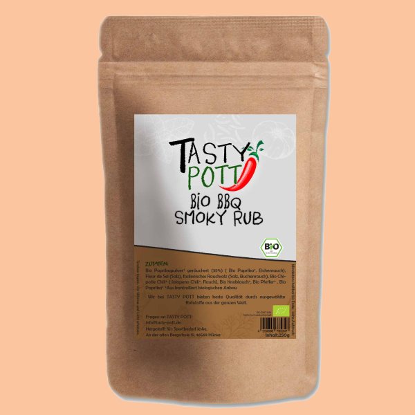Tasty Pott Bio Smoky BBQ Rub Grillgewürze 250g Nachfüllbeutel