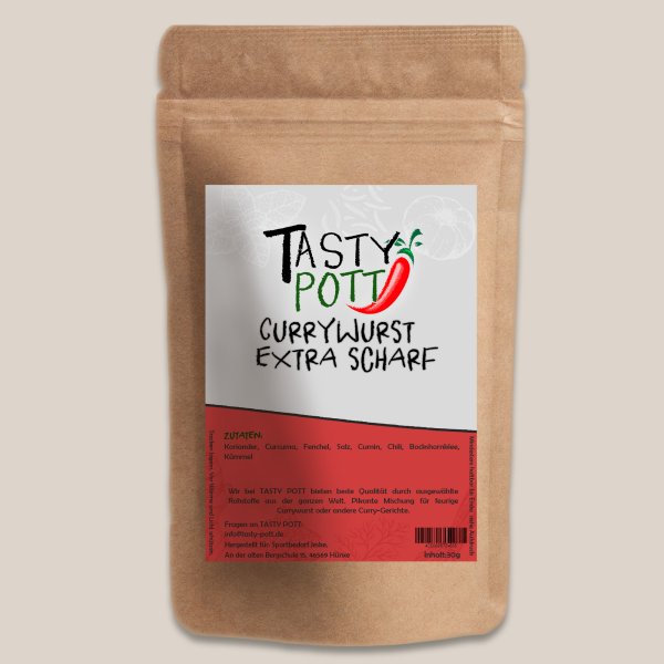 Tasty Pott Currywurst - extra scharf 250g Beutel
