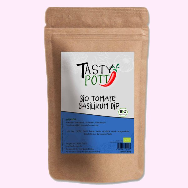 Tasty Pott Bio Tomate Basililum Dip Kräutermischungen Nachfüllbeutel 250g