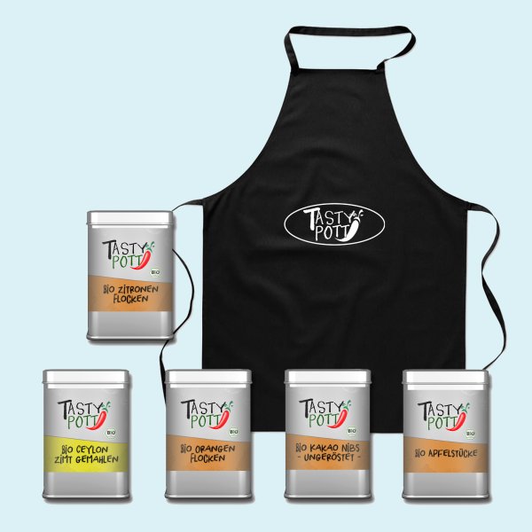 Tasty Pott Bio Gewürz-Set 11 Frühstücksgewürze + Schürze