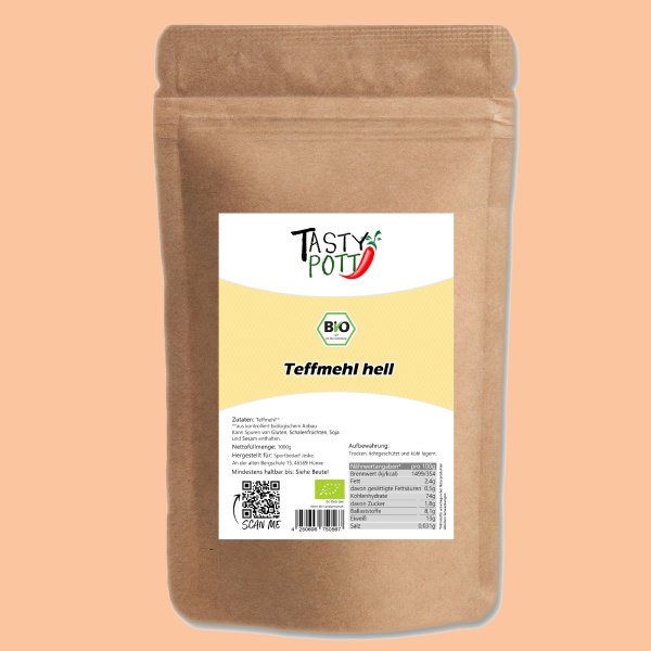 Tasty Pott Bio Teffmehl - Mehl 1000g Beutel